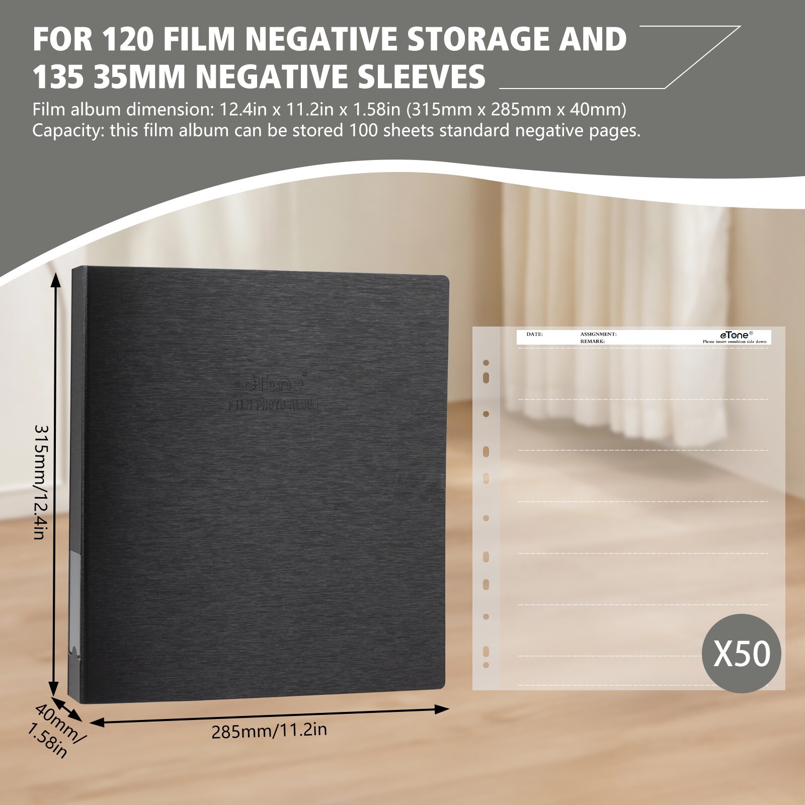 Acid Free Archival Film Bag Album 135 35mm Negative Pages 3 Ring Binder Film Bag