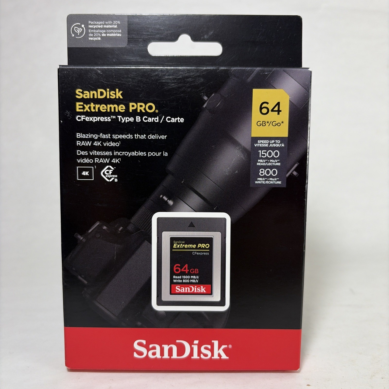SanDisk 64GB Extreme PRO CFexpress Memory Card Type B SDCFE-064G-GN4NN 4k Raw