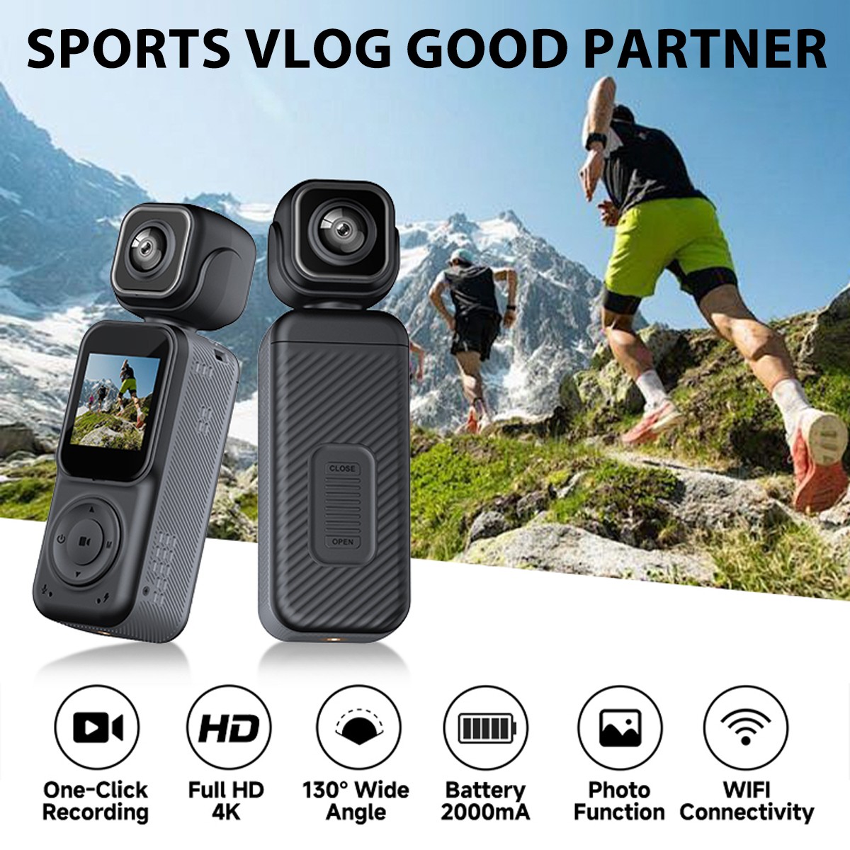 4K Pocket Mini Body Action Camera 180°/260° Rotation Audio & Video Recording Cam