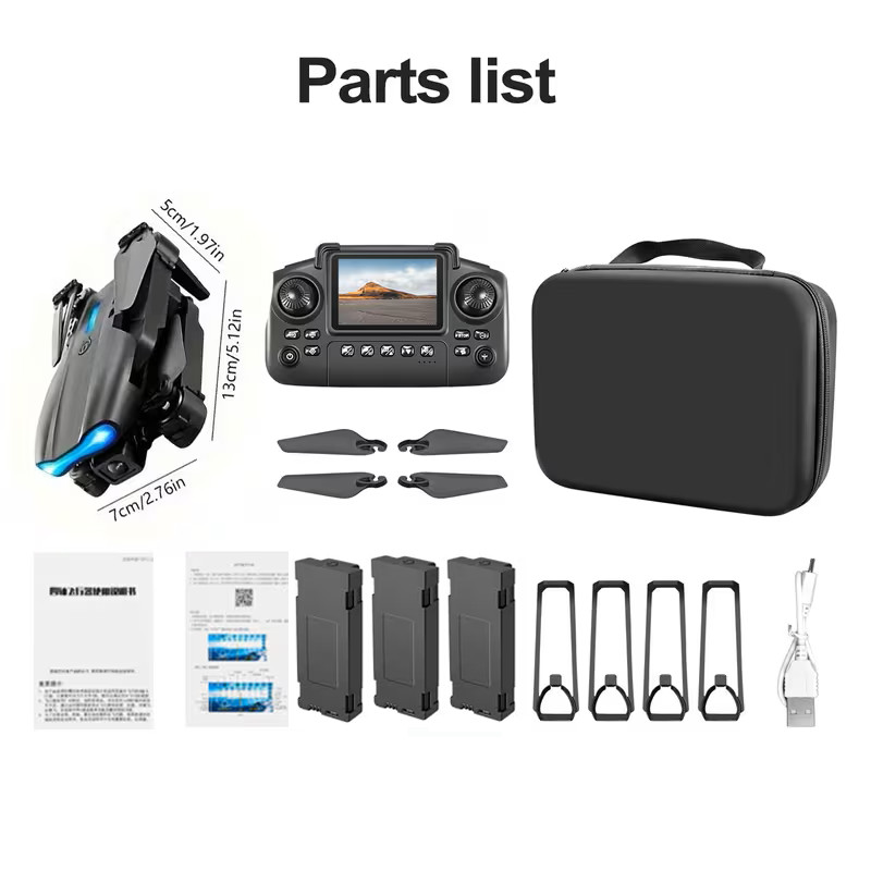 Drone 2026 4K HD Dual Camera WiFi FPV RC Portable Quadcopter Remote 3 Battery