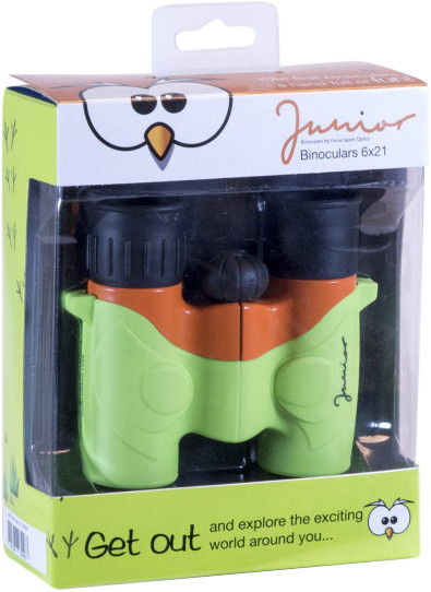 FOCUS SPORT OPTICS Junior Binoculars Green/Orange 6×21 – 10-Year Warranty