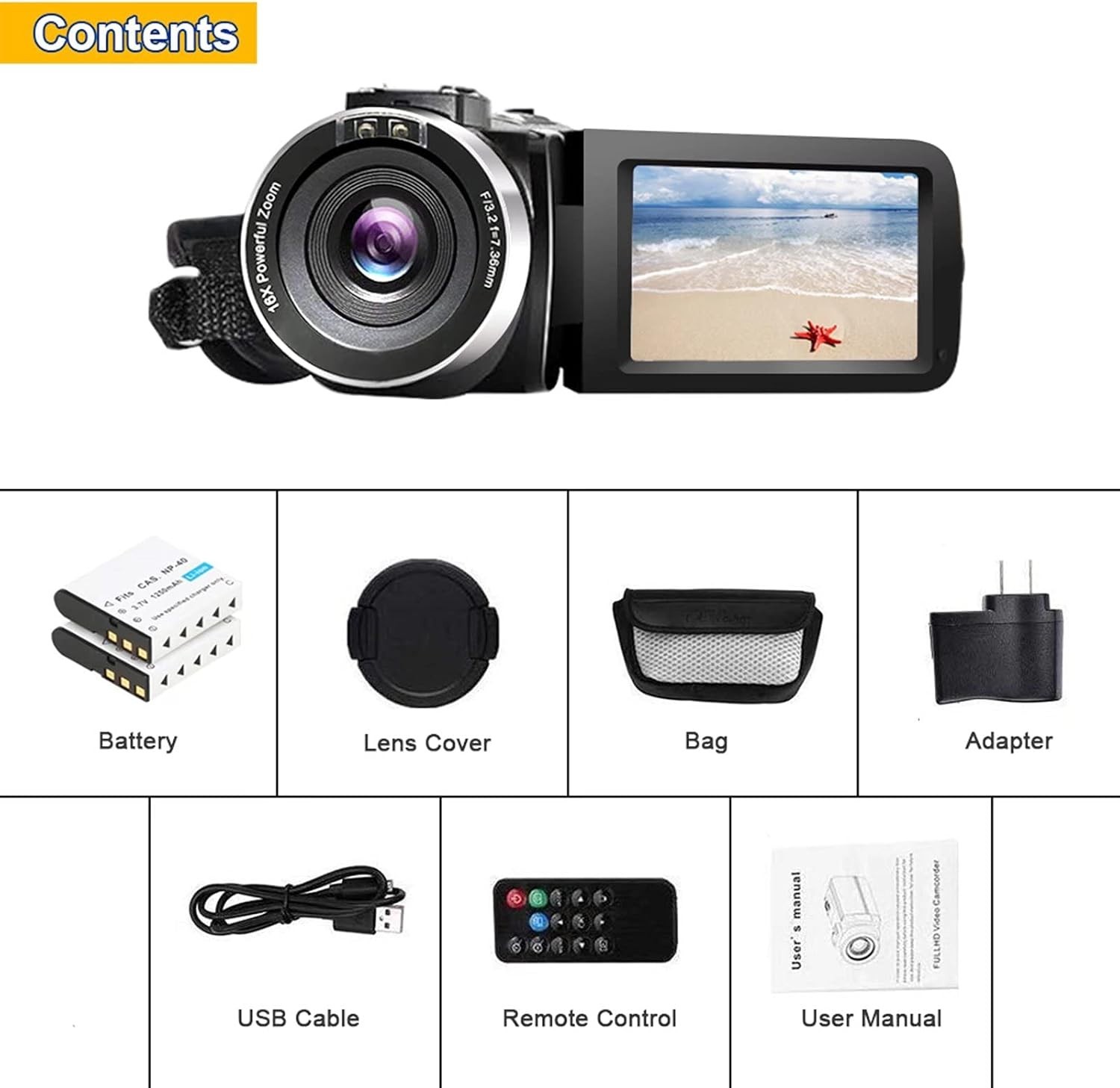Video Camera Camcorder Full HD 1080P 30FPS 24.0 MP IR Night Vision Vlogging C…