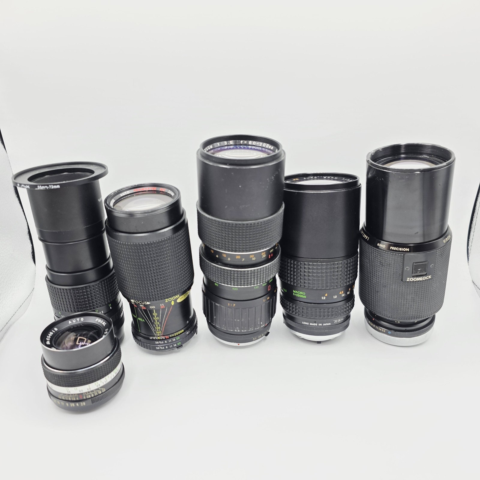 Lot of 6 Assorted Mount Focal Zoom/Telephoto Camera Lenses Bunch Kiron P/R Mc