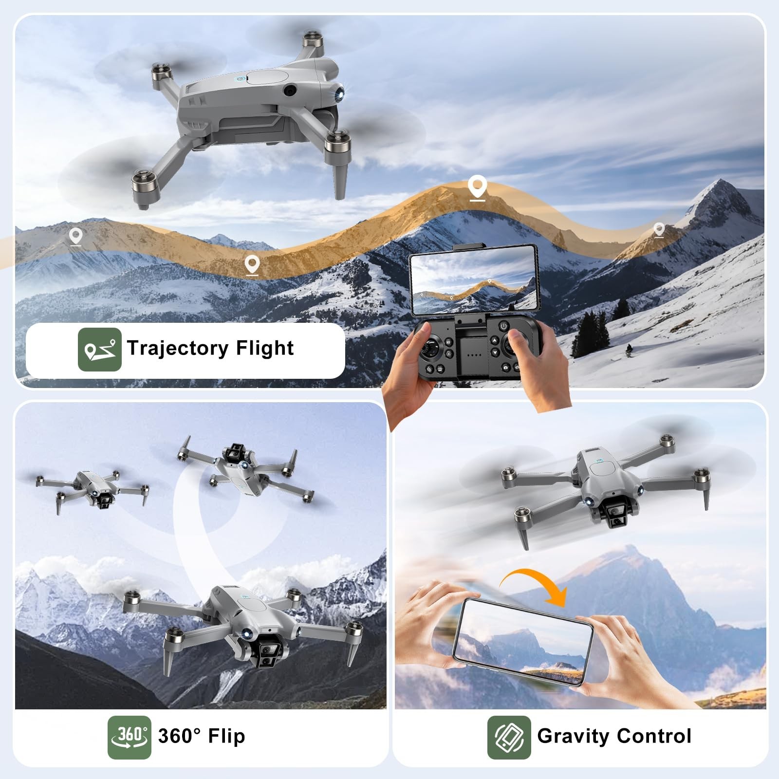 4K Camera Drone for Adults & Kids, 40min Flight Time, FPV Foldable Quadcopter, G