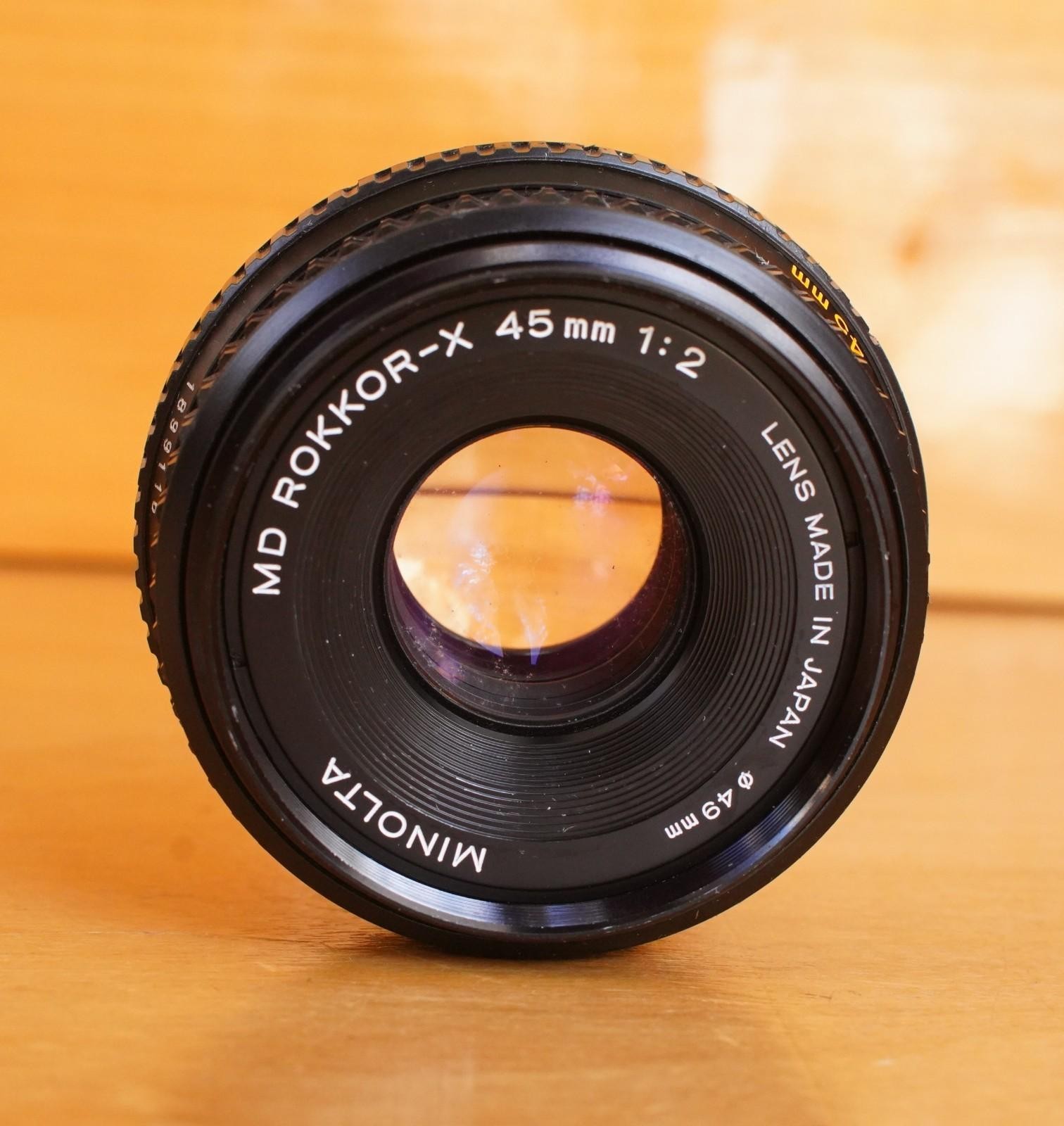 Genuine Minolta MD Rokkor-X 45mm F2.0 Pancake Lens Working READ! Test Photos KT