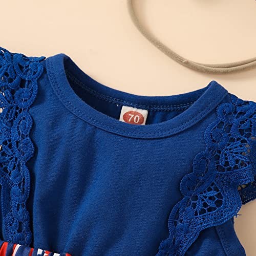 Newborn Baby Girl 4th of July Dress Independence Day Outfit 0-3 Months Blue
