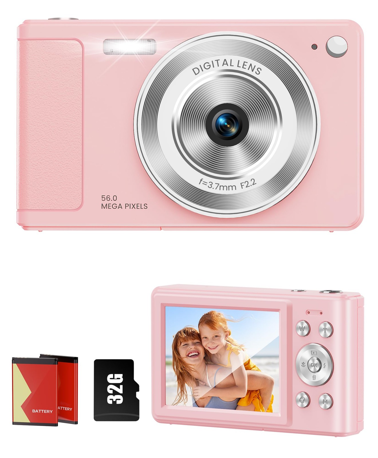 WONNIE Digital Camera 56MP, FHD 1080P Point & Shoot Camera with 32GB SD Card,…