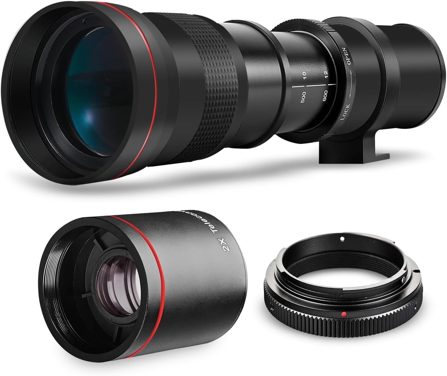 High-Power 420-1600Mm F/8.3 HD Manual Telephoto Zoom Lens for Canon EOS 70D, 80D