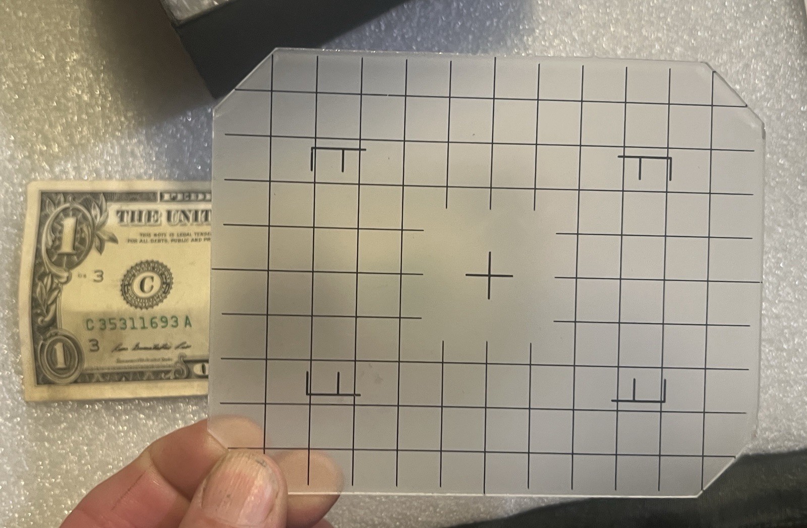 Ground glass focusing screen for a large-format camera, 4×5 system, grid Vintage