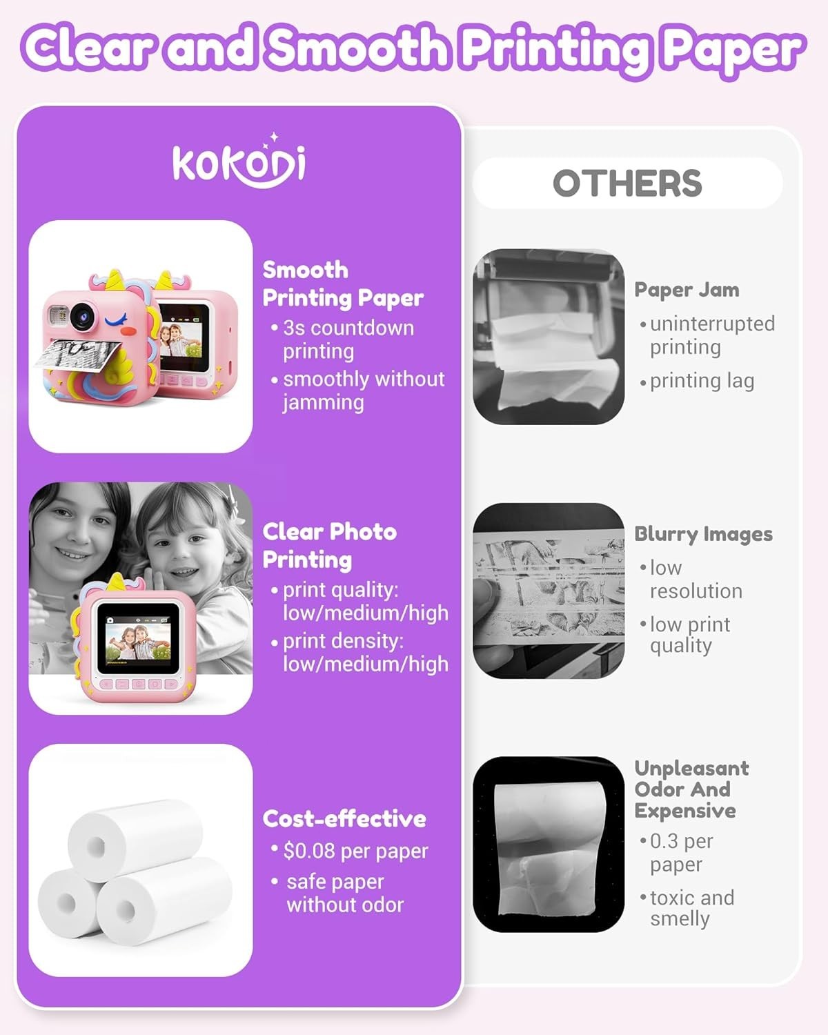 Kids Camera Instant Print, Toddler Cameras Birthday Instant Print Toys for Kids