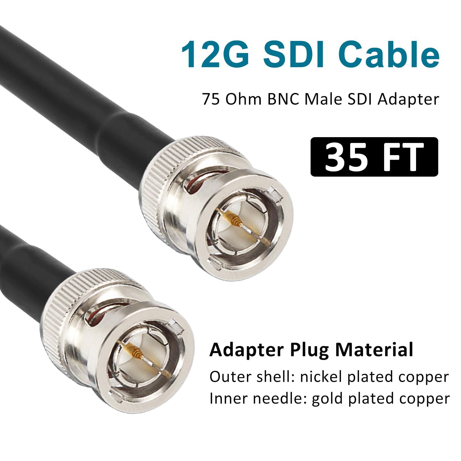 12G SDI Cable 35FT, SDI Video Cable 3G/6G/12G 75ohm BNC Male Cable Supports H…