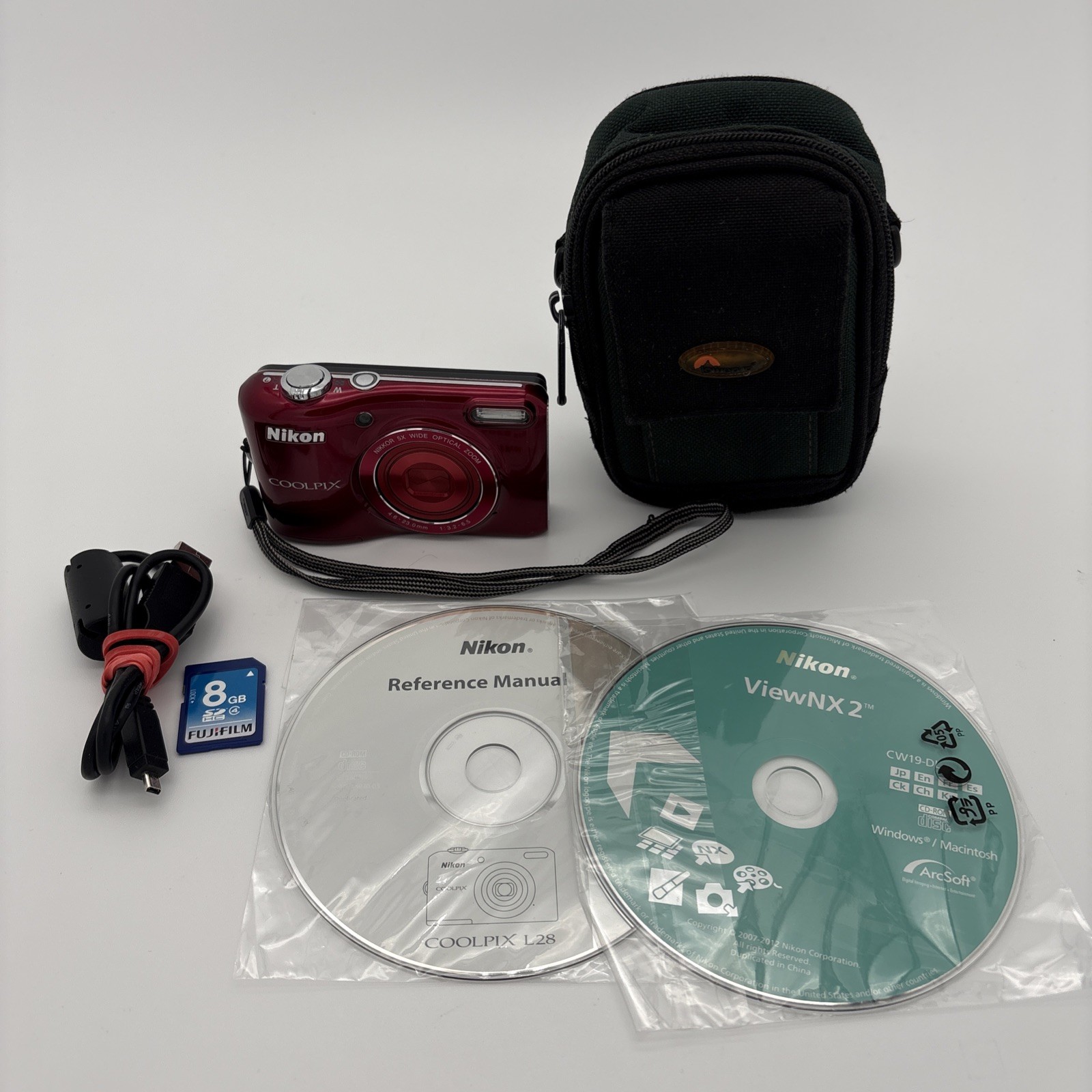 Nikon COOLPIX L28 20.1MP Digital Camera (Red) w/ Memory Card & Accessories