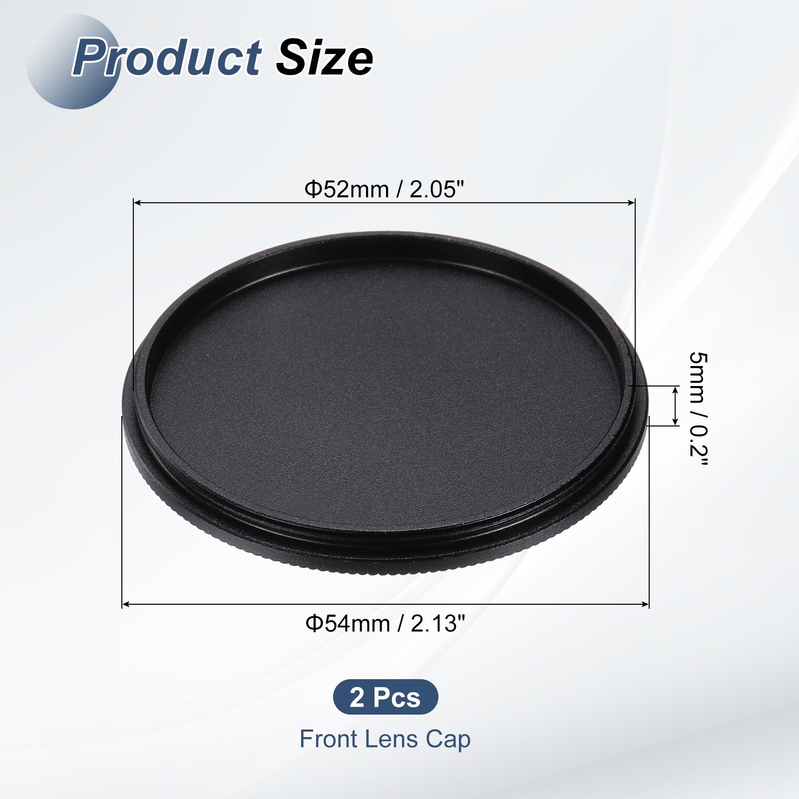 2 Pcs 52mm Camera Lens Cap, Aluminum Screw Mount Front Lens Cap Cover, Black