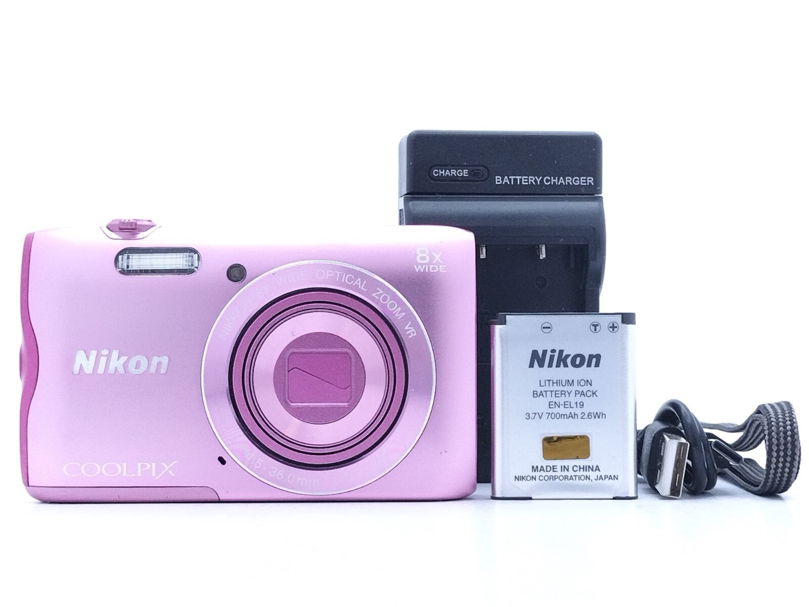Nikon Coolpix A300 Pink 20.1 MP 8x Zoom Wifi Compact Digital Camera from Japan