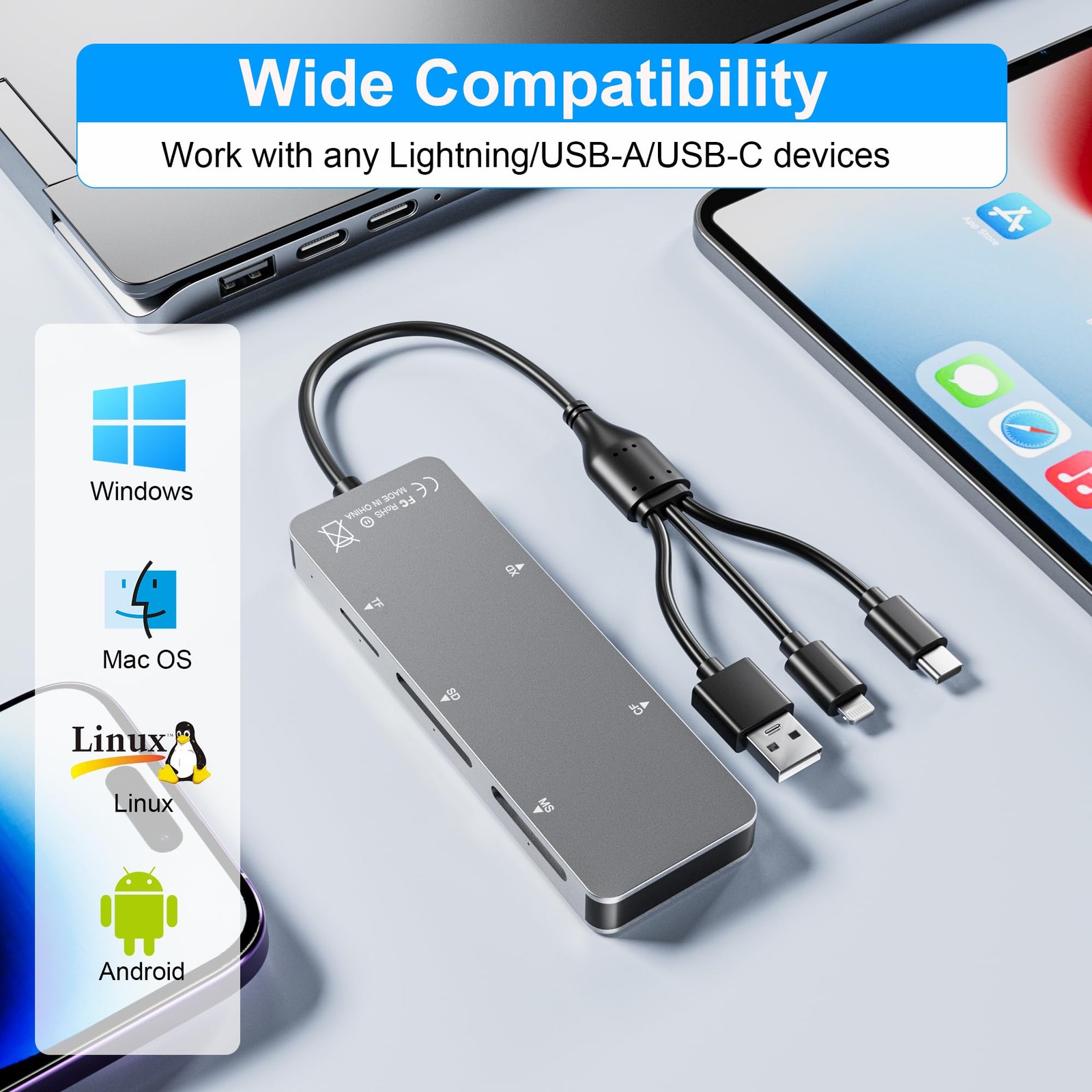 Memory Stick pro Duo Adapter 5-in-1 Multi Memory Card Reader Supports SD/TF/CF/M