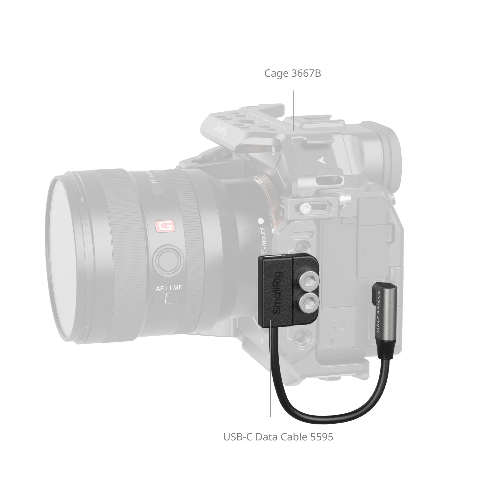 SmallRig USB-C Cable Male to Female [20Gbps, 240W], with 1/4”-20 Screws for Cam