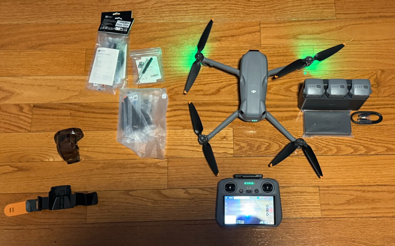 DJI Air 3S Fly More Combo Drone-RC2-Remote-DJI Care-4 Batteries-Lightly Used