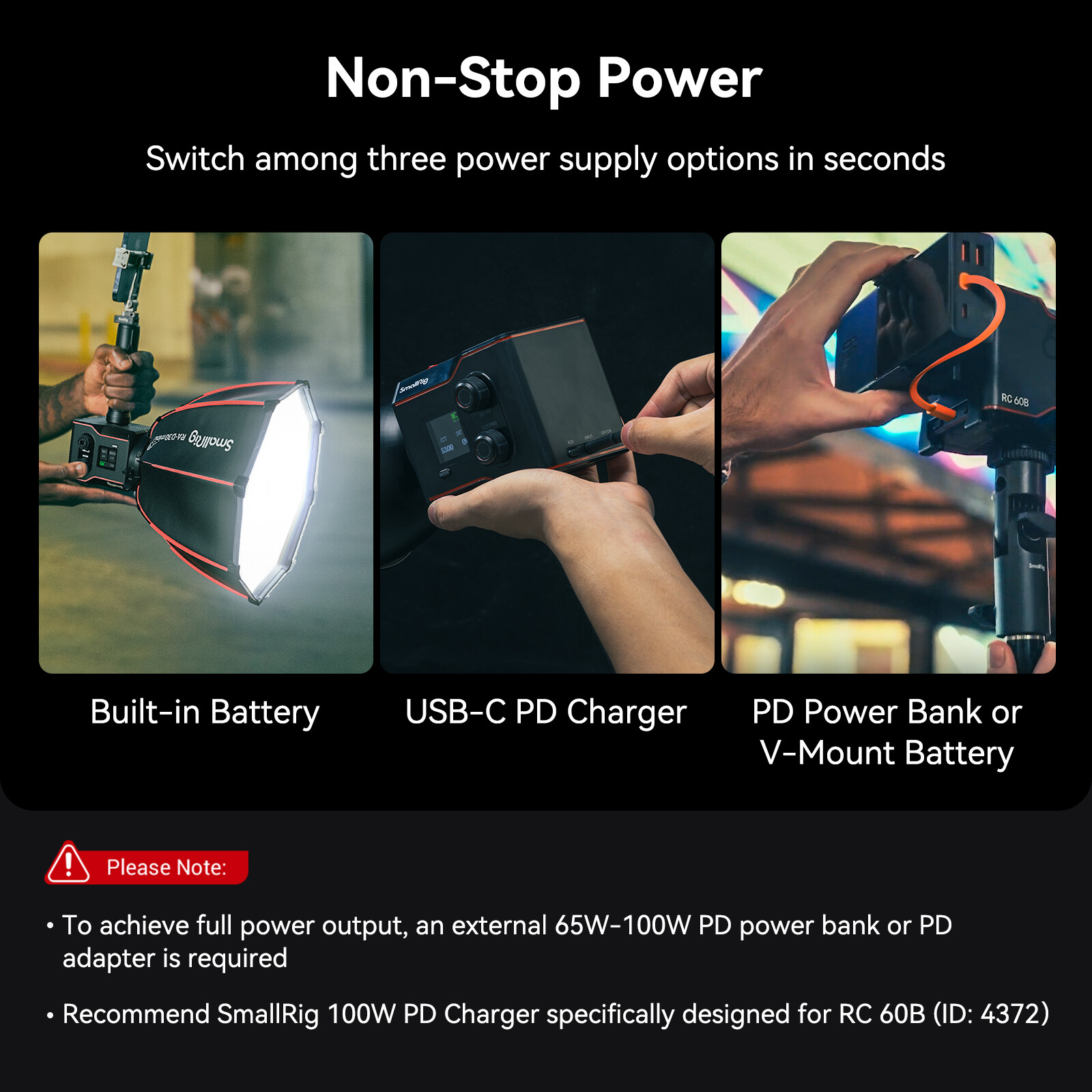 SmallRig RC 60B COB Video Light with Built-in 3400mAh Battery for Camera