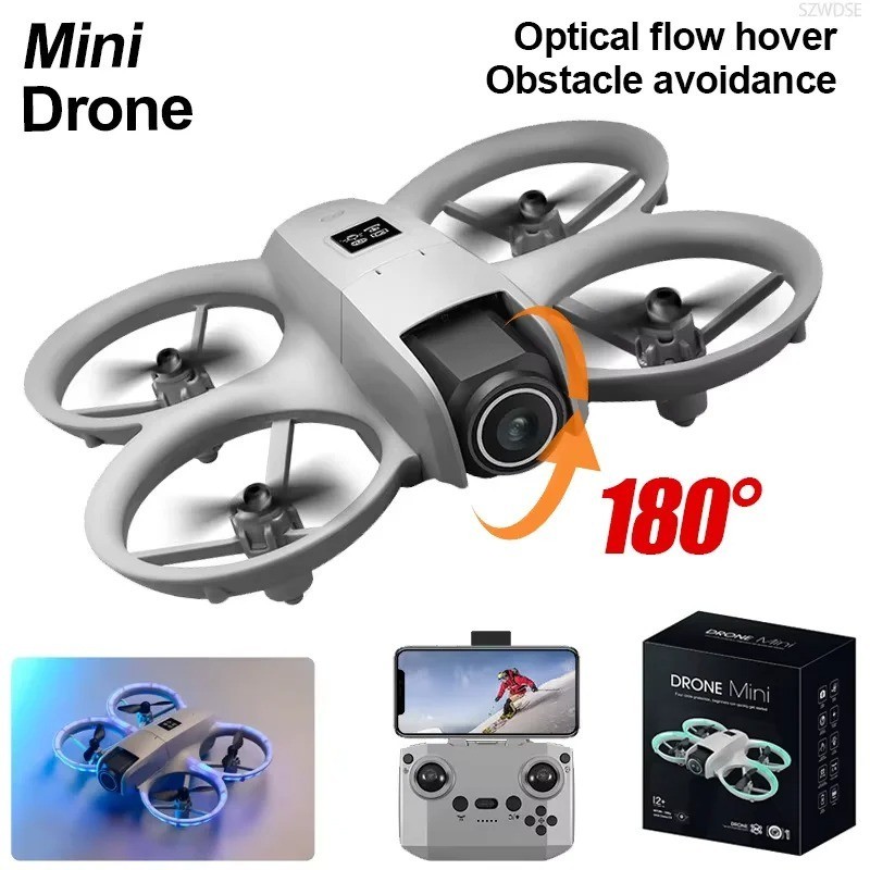 2026 Mini Foldable Drone 4K HD Camera LED Lights Optical Flow RC Quadcopter Toy