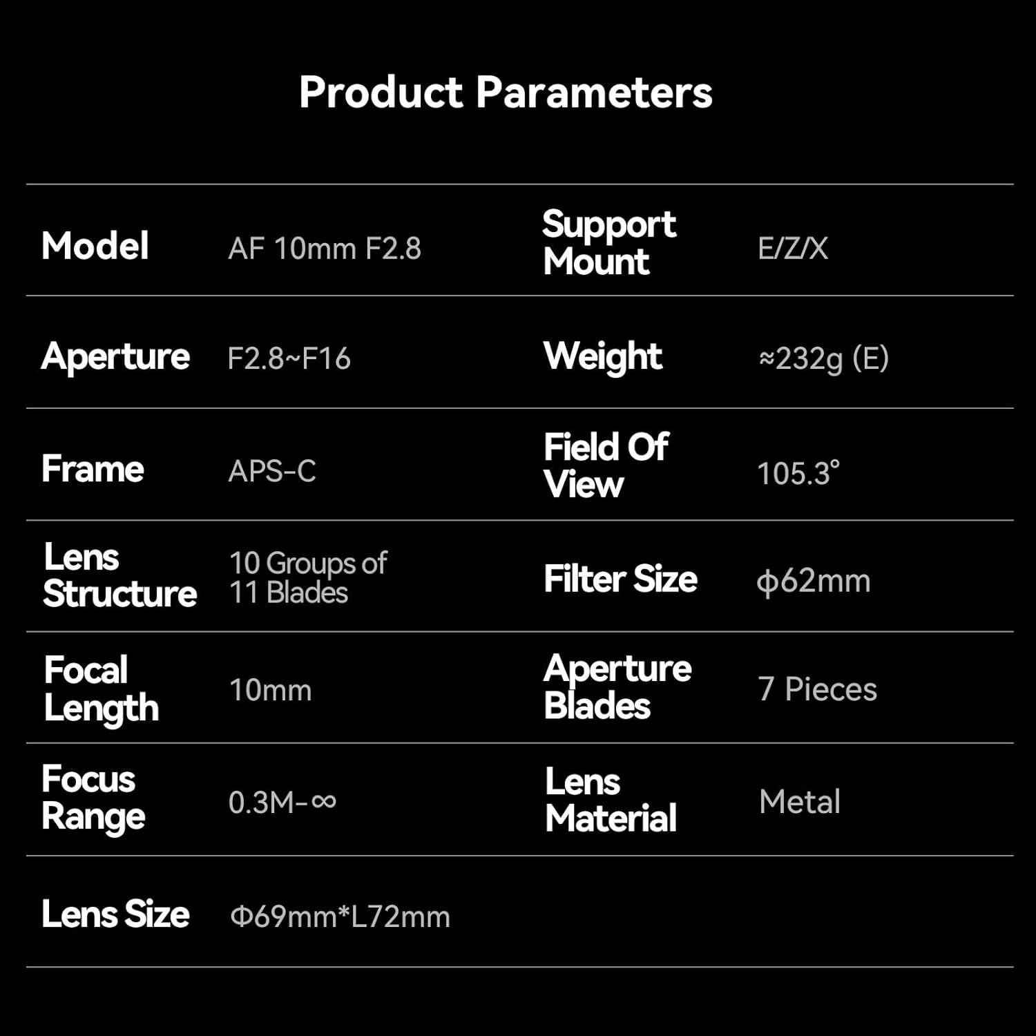7artisans AF 10mm F2.8 Auto Focus APS-C Prime Lens for Fuji X Sony E Nikon Z