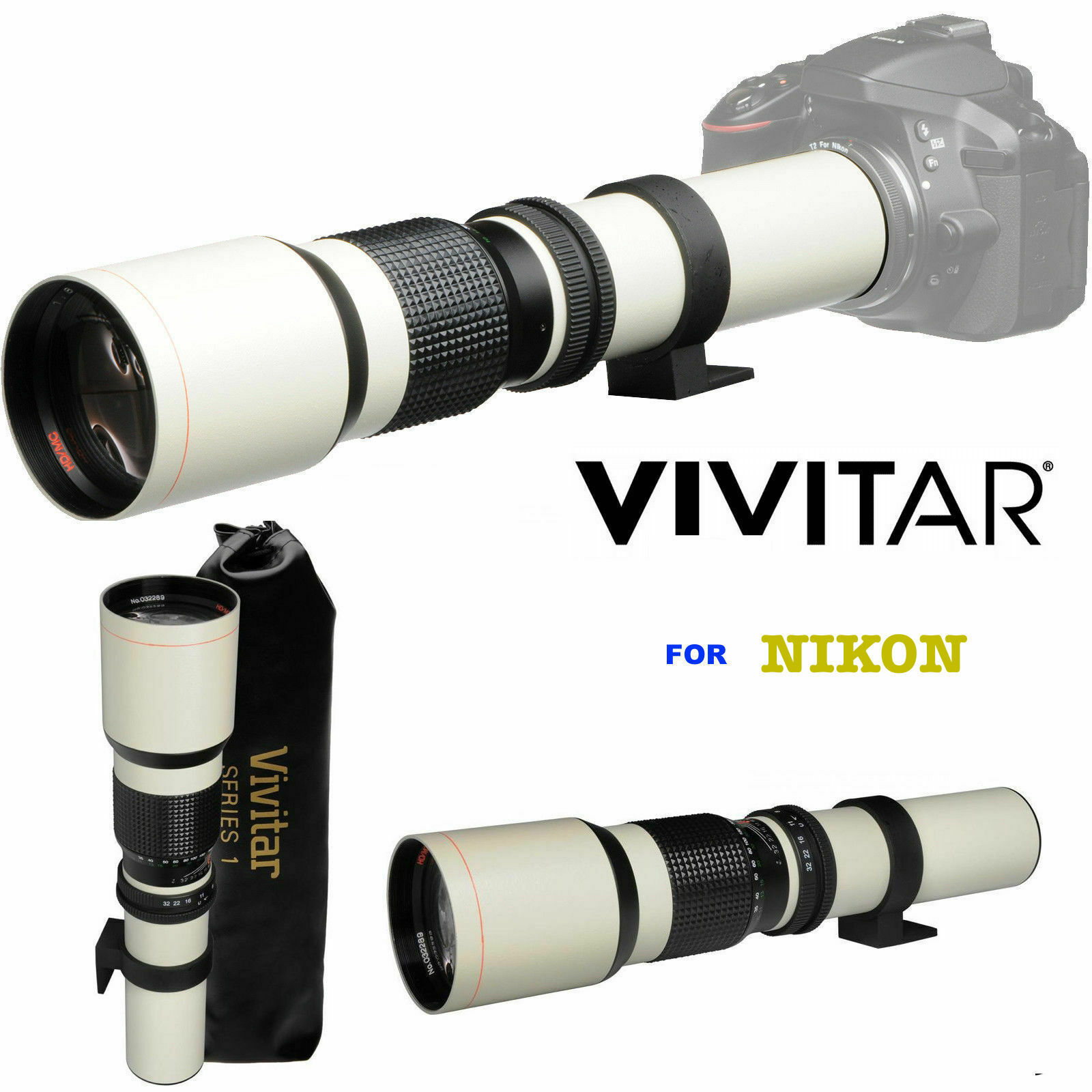 f8 500-1000MM TELEPHOTO LENS + TRIPOD + BACKPACK FOR NIKON D40 D90 D80 D7200 D70