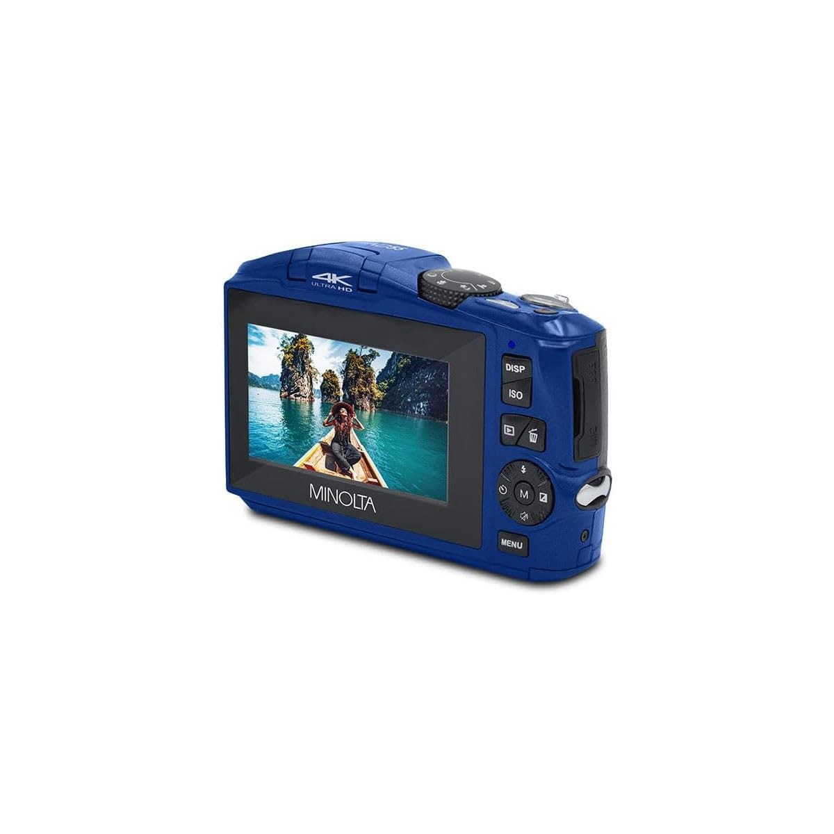 Minolta 64MP Digital Camera – 4K Ultra HD Video at 60FPS, 16x , Battery (Blue)