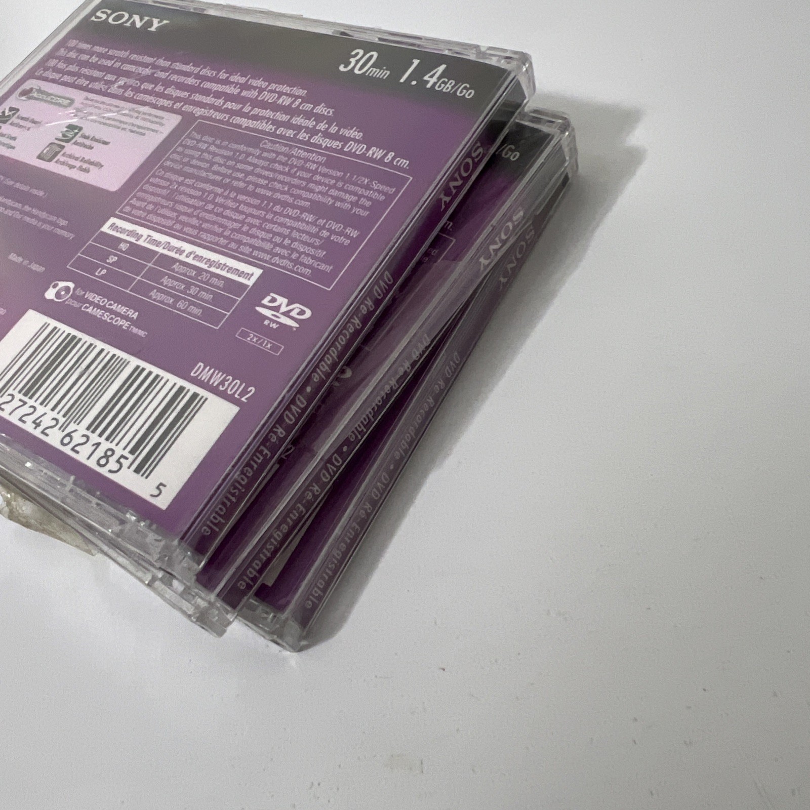 3 Sony Handycam DVD-RW 30min 1.4GB Single Sided Disc New Re-recordable Read Desc