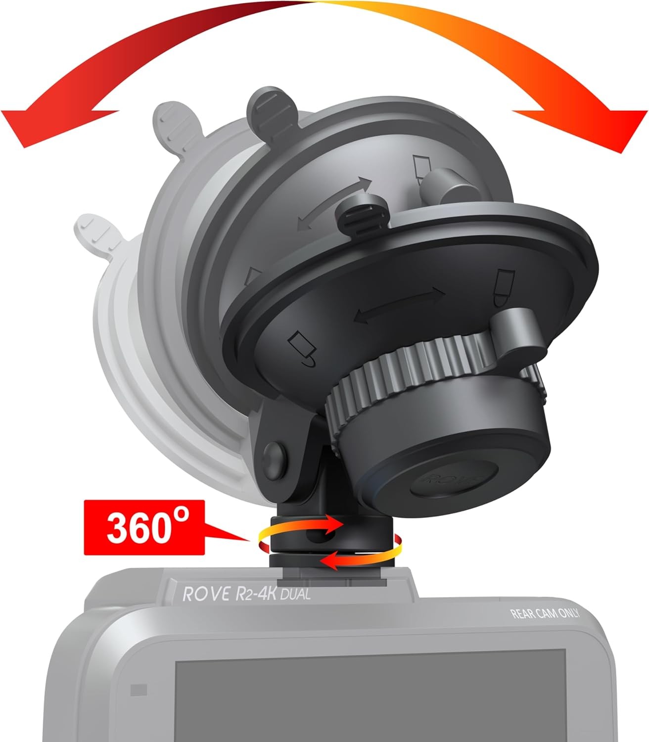 ROVE Suction Cup Mount for R2-4K, R2-4K PRO and Dual Dash Camera Black