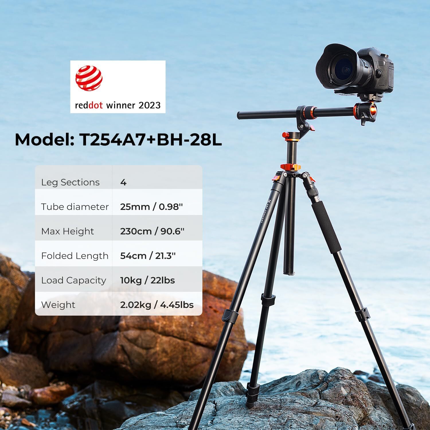 K&F Concept 90inch Camera Tripod Ultra High Horizontal Overhead Shooting Tripods