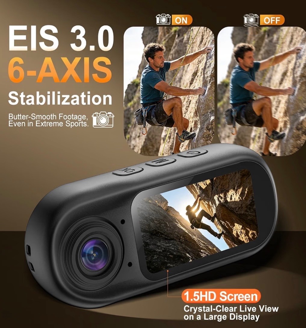 4K Mini Body Camera with Audio and Video Recording, Tiny Thumb Action Camera wit