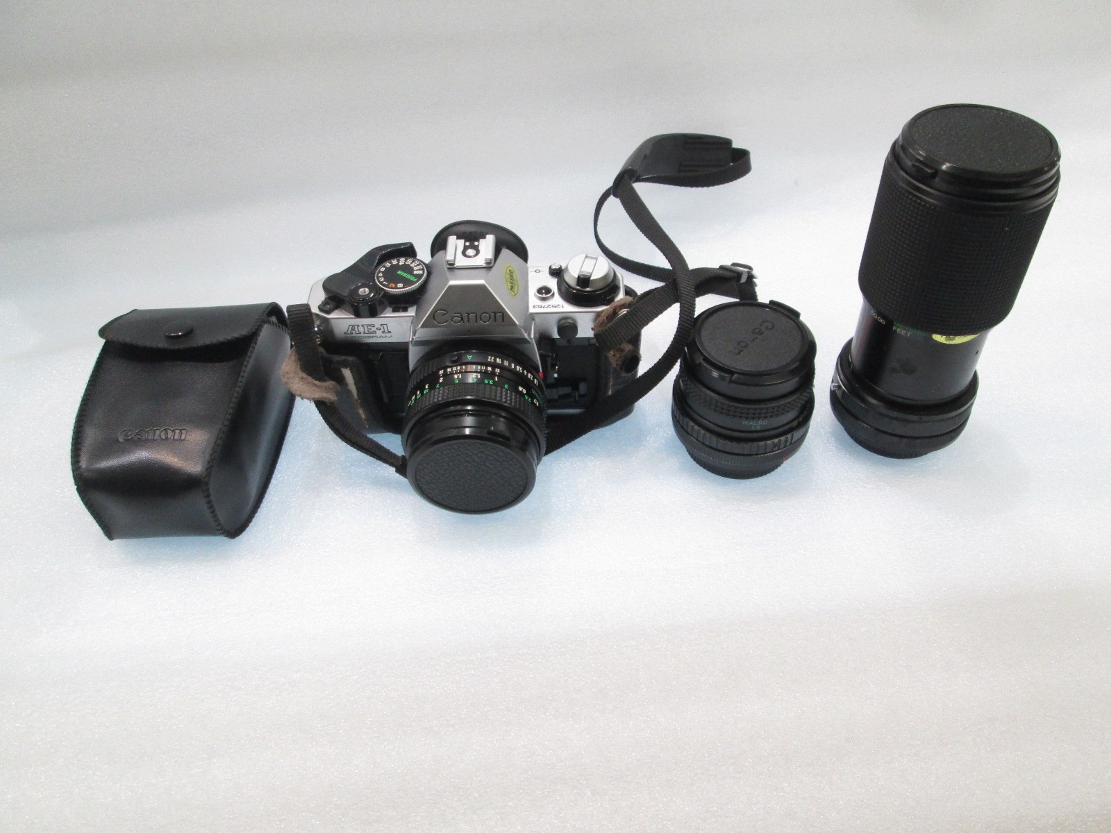 Canon AE-1 Program 35mm Film Manual Camera w/ 3 Lenses & Flash FOR PARTS/REPAIR