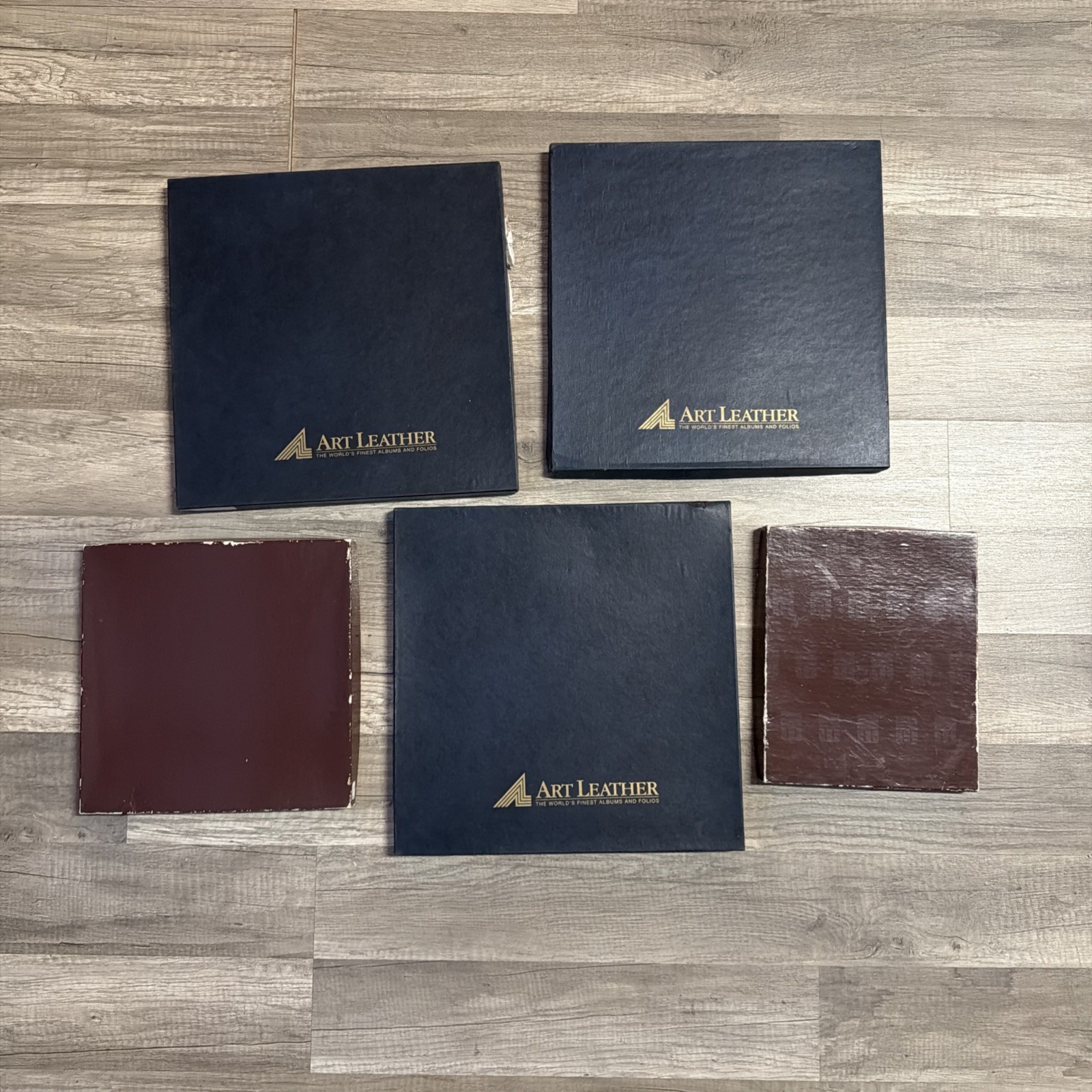 Lot Of 5 Vintage In Box Art Leather Folio For Photo Display Very Nice Multicolor