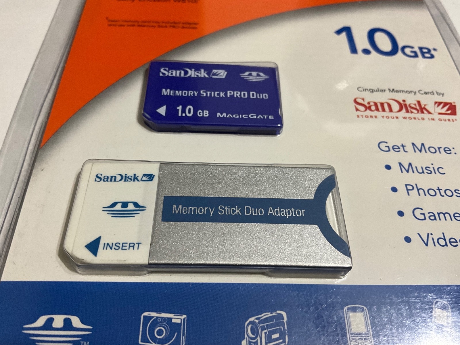 1pcs New 1gb SANDISK pro duo +adapter Sony Memory Stick Pro duo CYBERSHOT