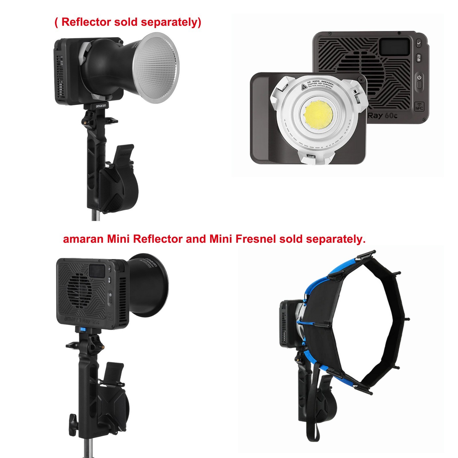 Amaran Ray 60c RGB Video Light 60W LED Light 1800K-20000K w/ OctaDome 30 Softbox