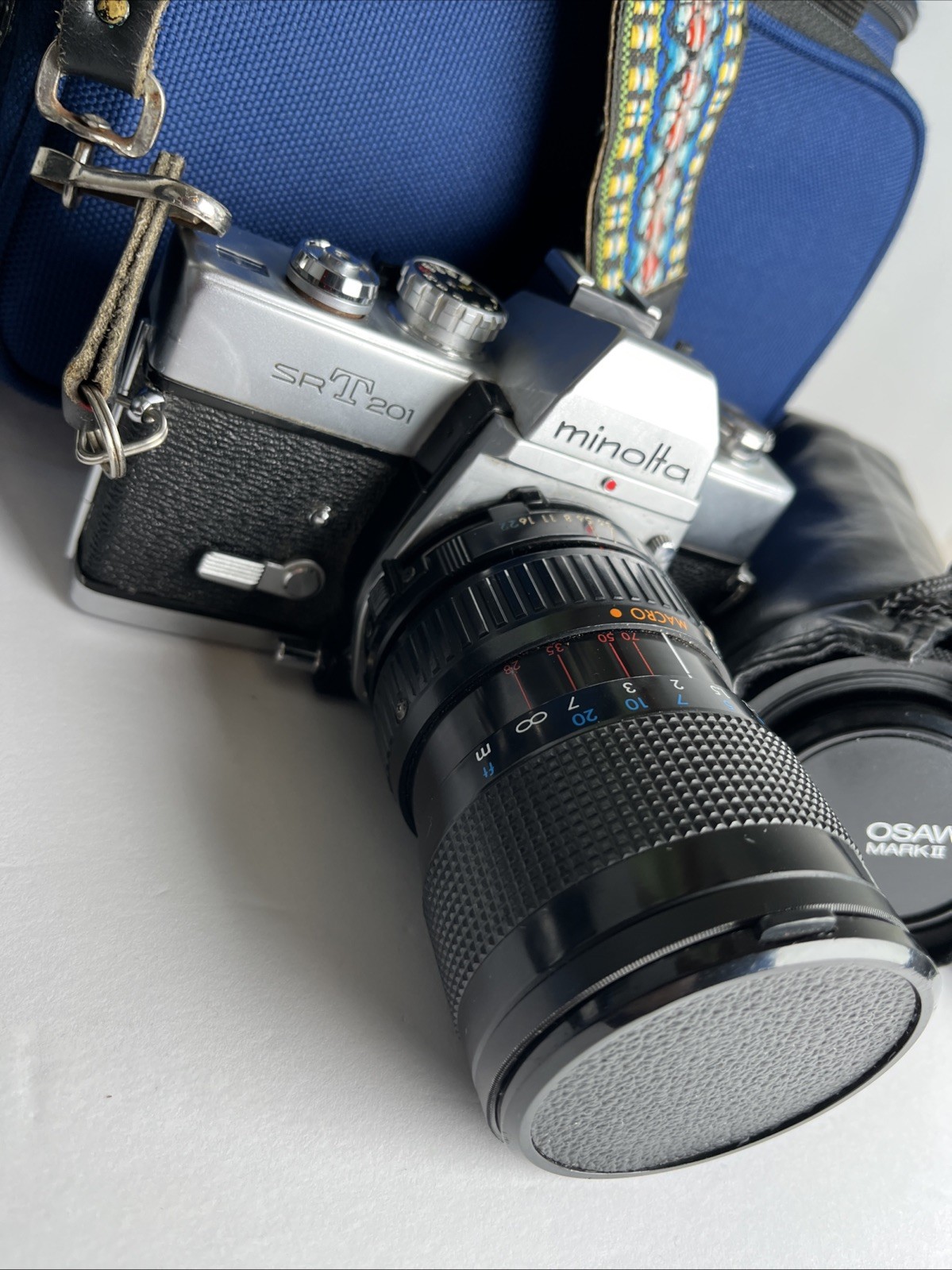 Minolta SRT 201 Camera Lot w/ Lenses, Flash, Bag Osawa Seikanon – TESTED & WORKS