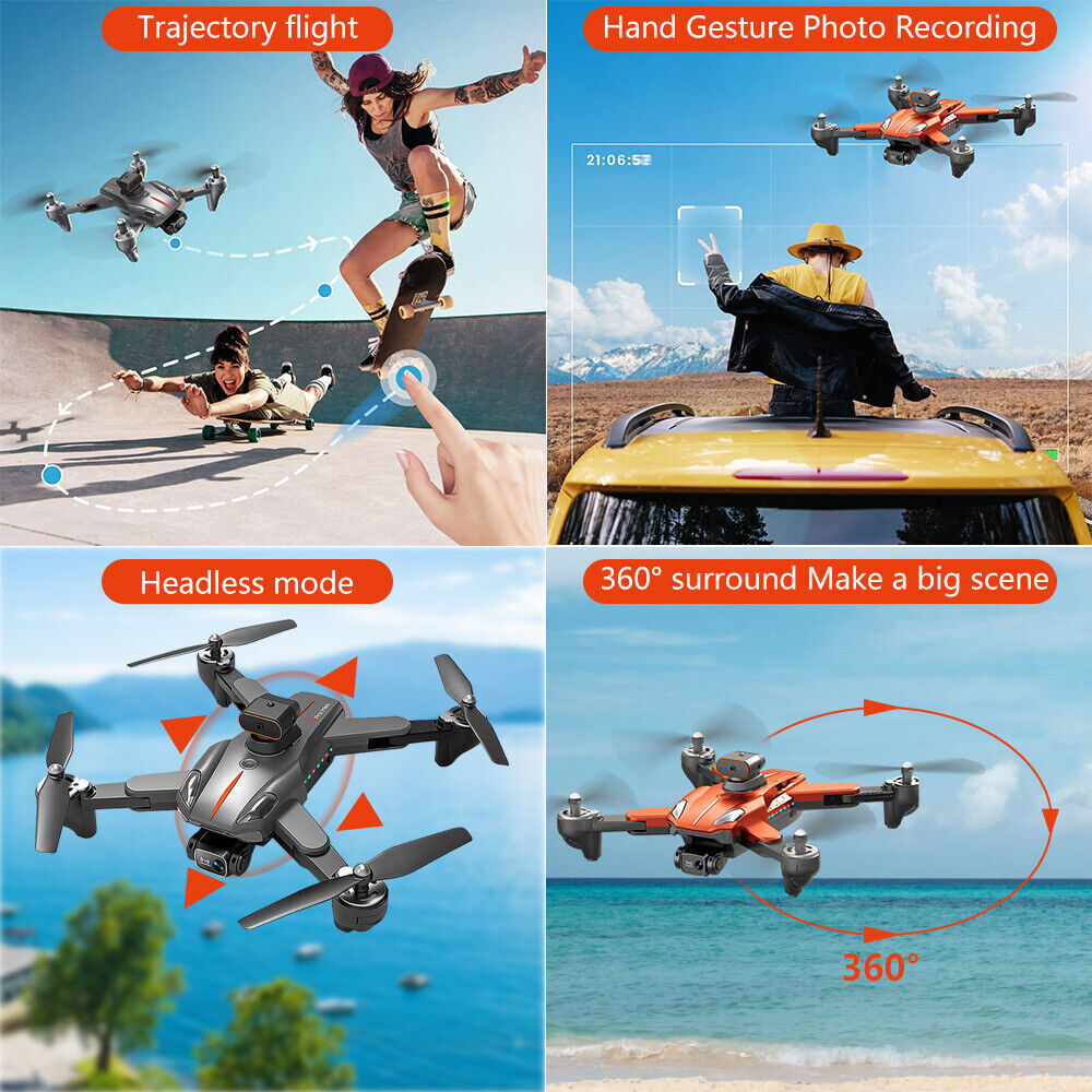 2023 New RC Drone with 8K HD Dual Camera WiFi FPV Foldable Quadcopter +4 Battery