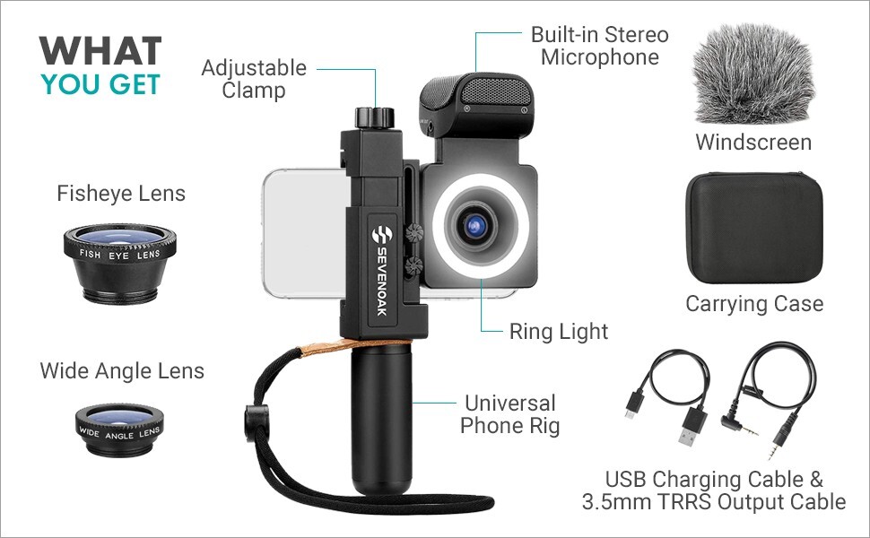 Sevenoak Movo Smartcine Smartphone Video Kit Stereo Microphone LED Light Rig