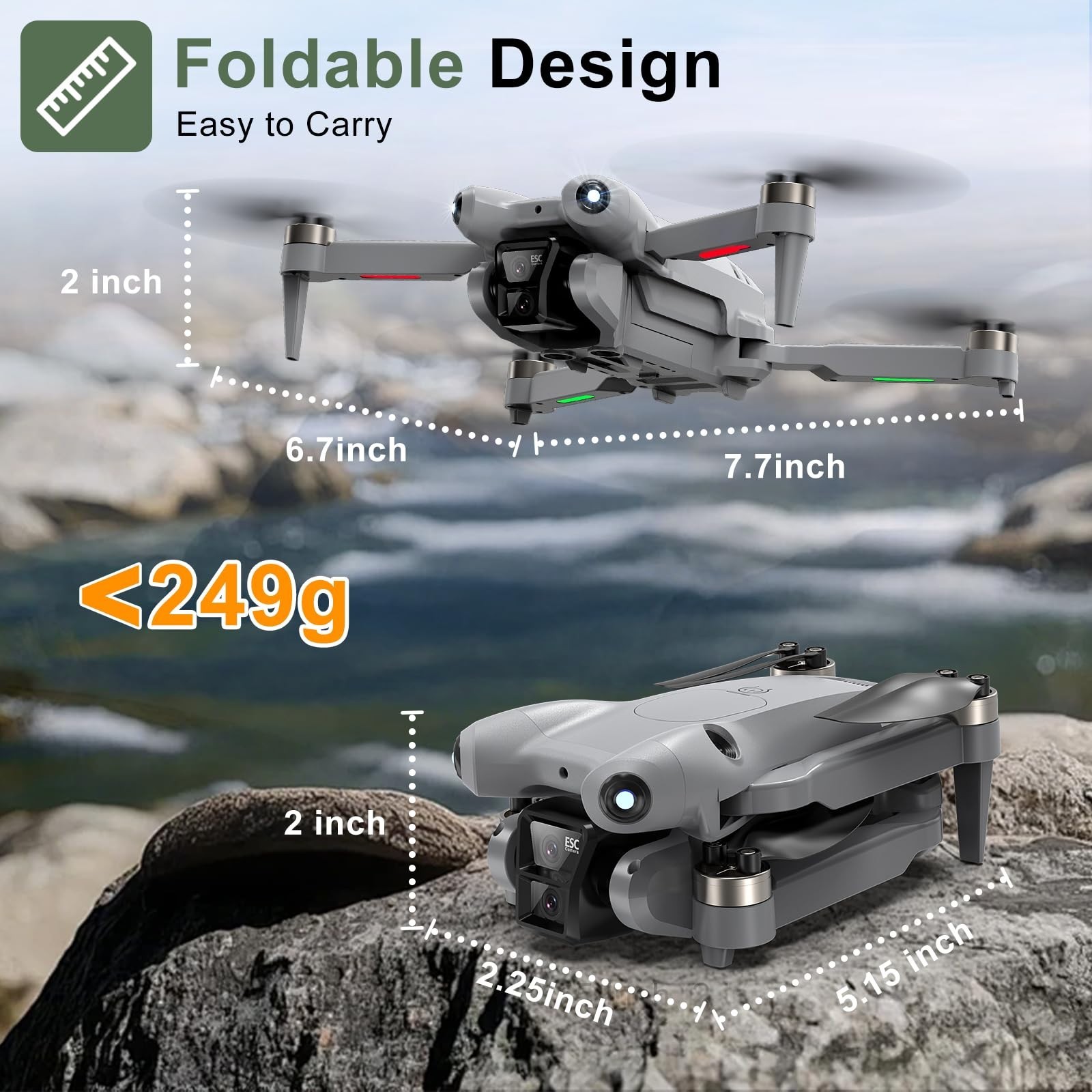 4K Camera Drone for Adults & Kids, 40min Flight Time, FPV Foldable Quadcopter, G
