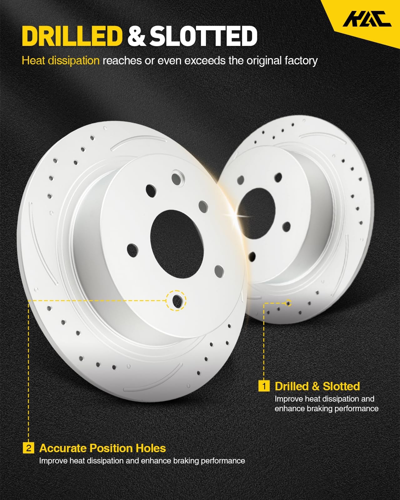 Kac Drilled And Slotted Rear Brake Kit Rotors Ceramic Brake Pads For Ford