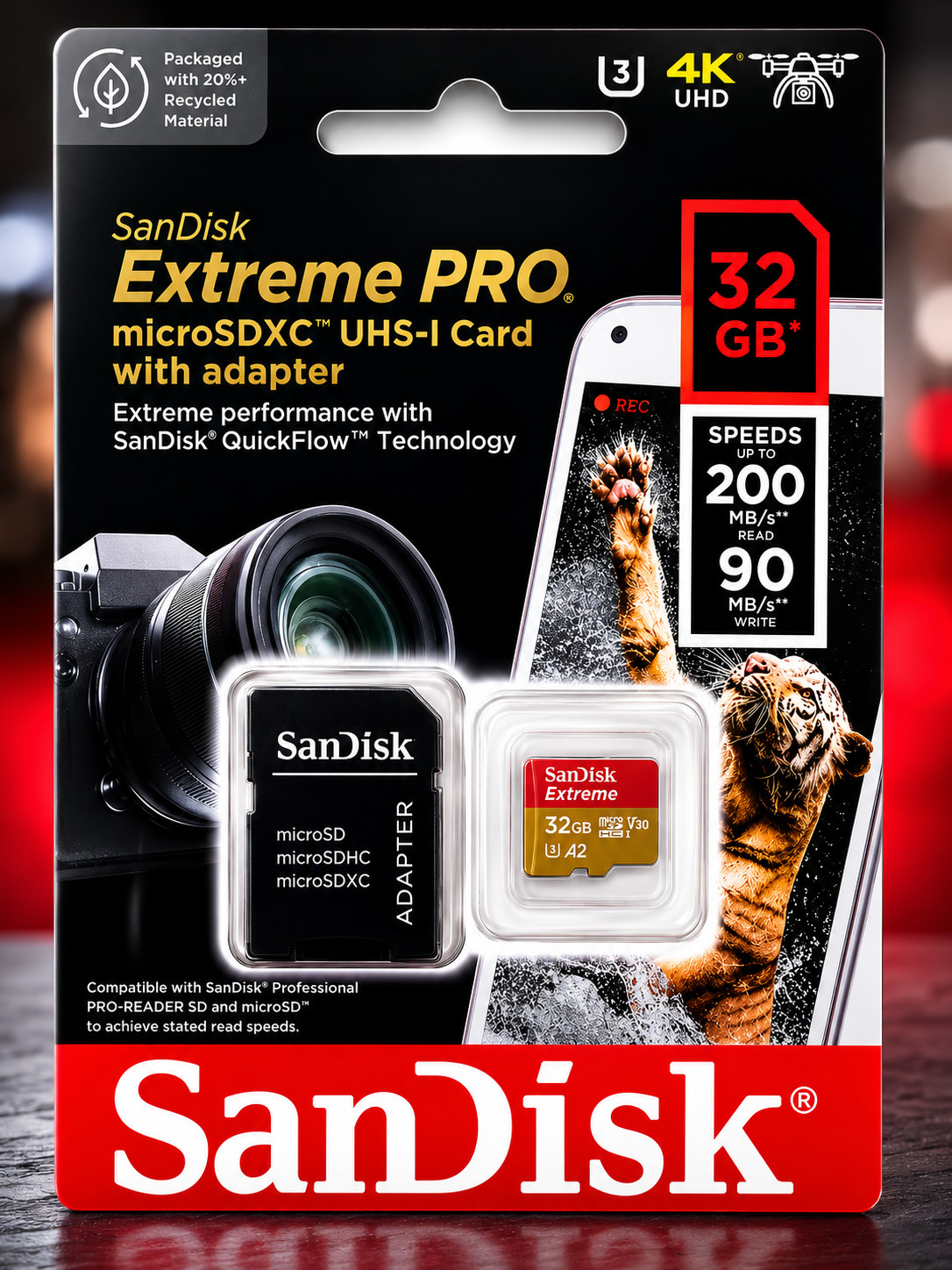 SanDisk Extreme PRO 32GB UHS-I U3 microSDXC High Speed Memory Card with Adapter