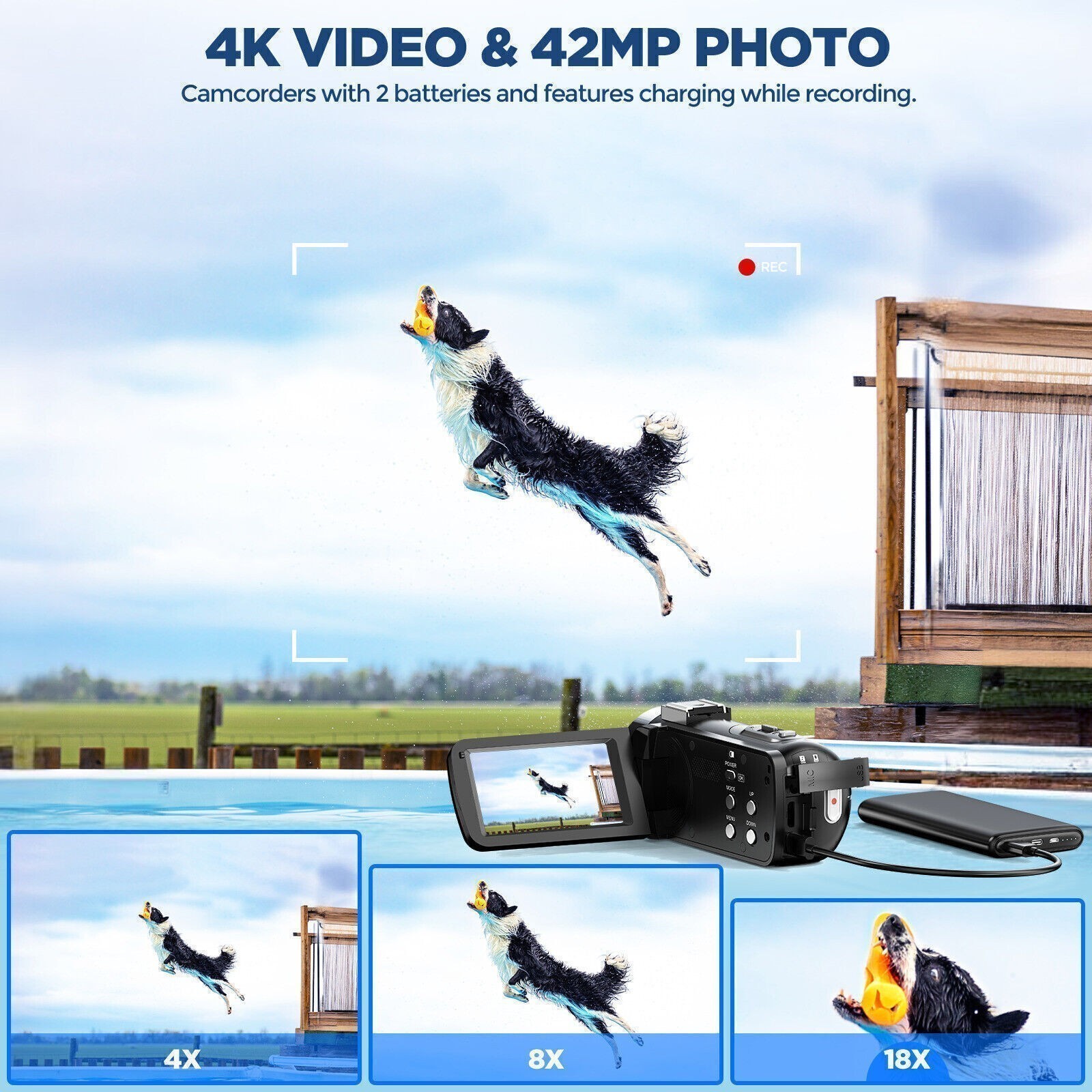 Camcorder 4K HD 42MP Video Camera 18X Zoom Digital Recorder Vlogging YouTube Cam