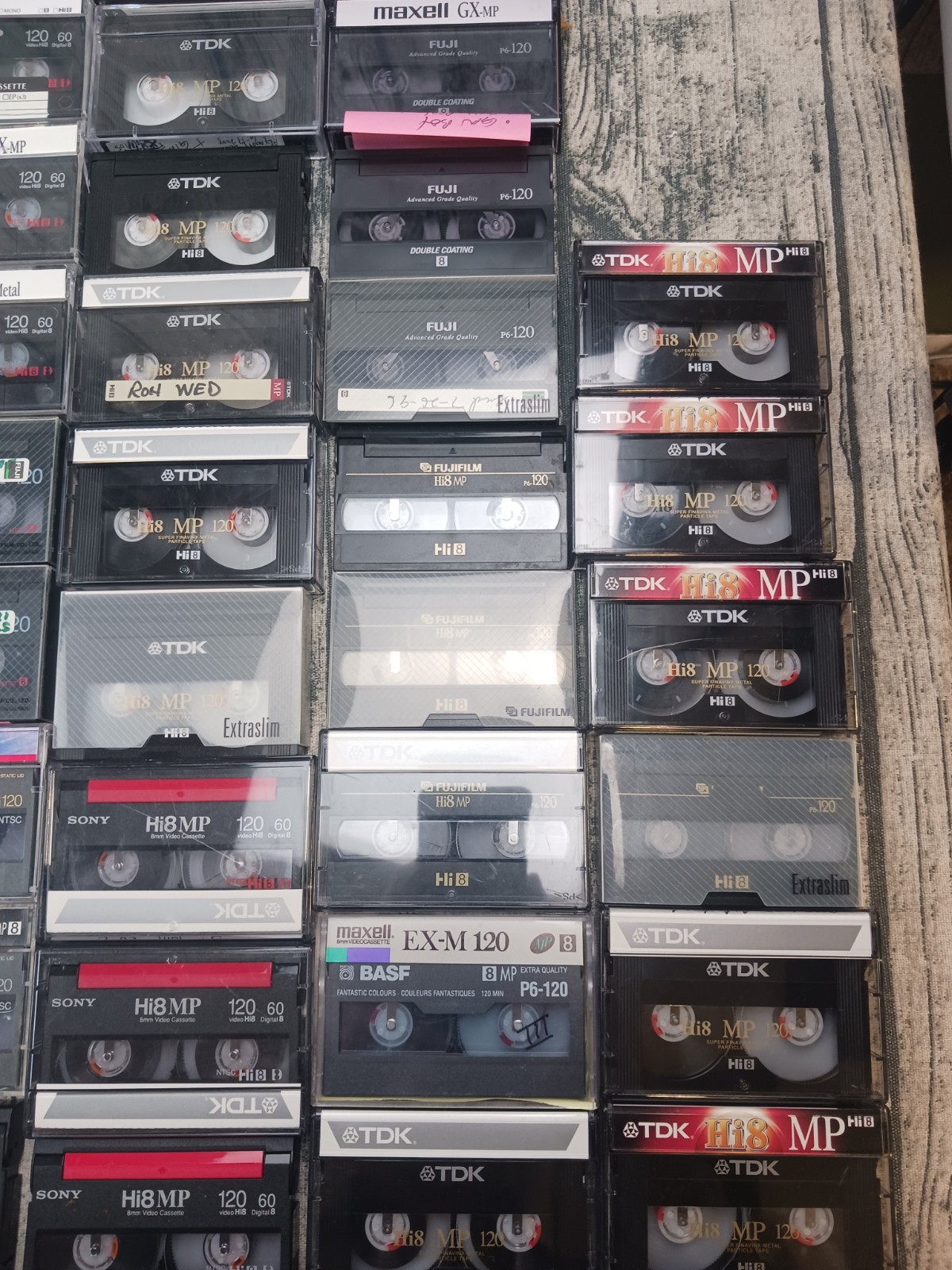 Hi8 8mm 120s Lot Of (72) Multiple Varieties – Maxell, Sony, TDK, BASF, Fuji, Mem