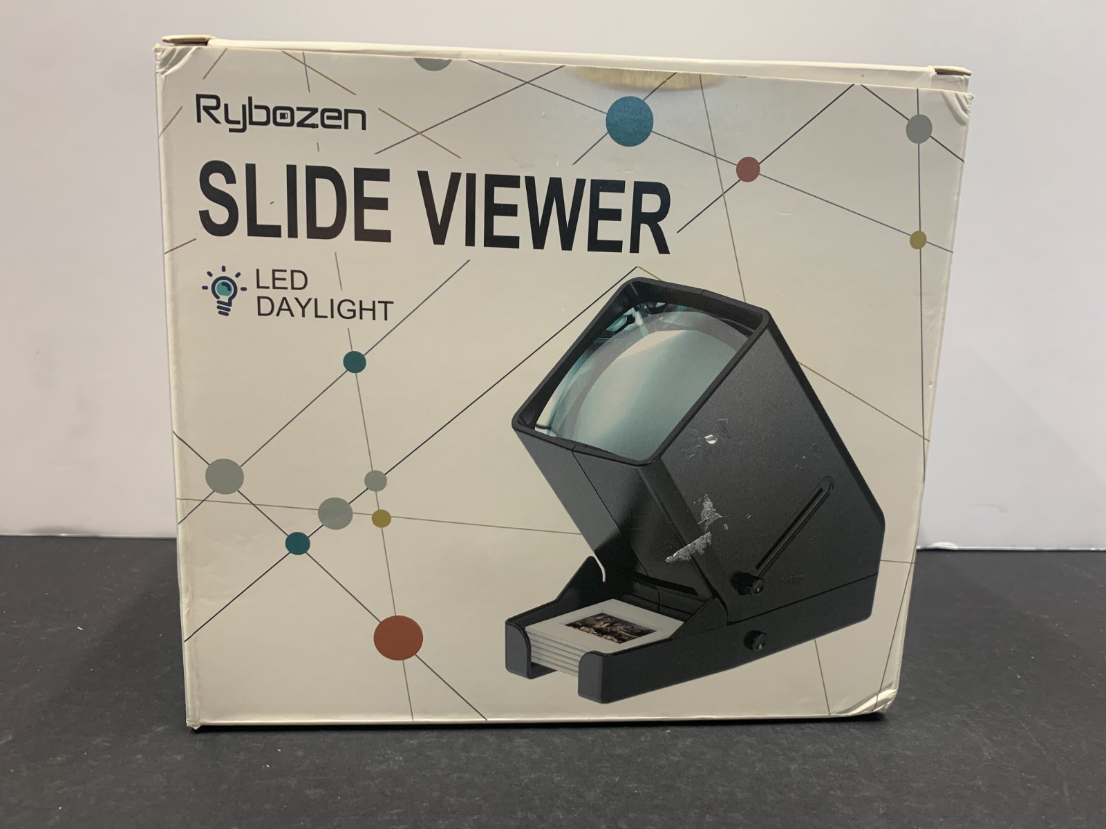 Rybozen 35mm Slide Viewer LED Daylight 3X Magnification AA Battery Powered Desk