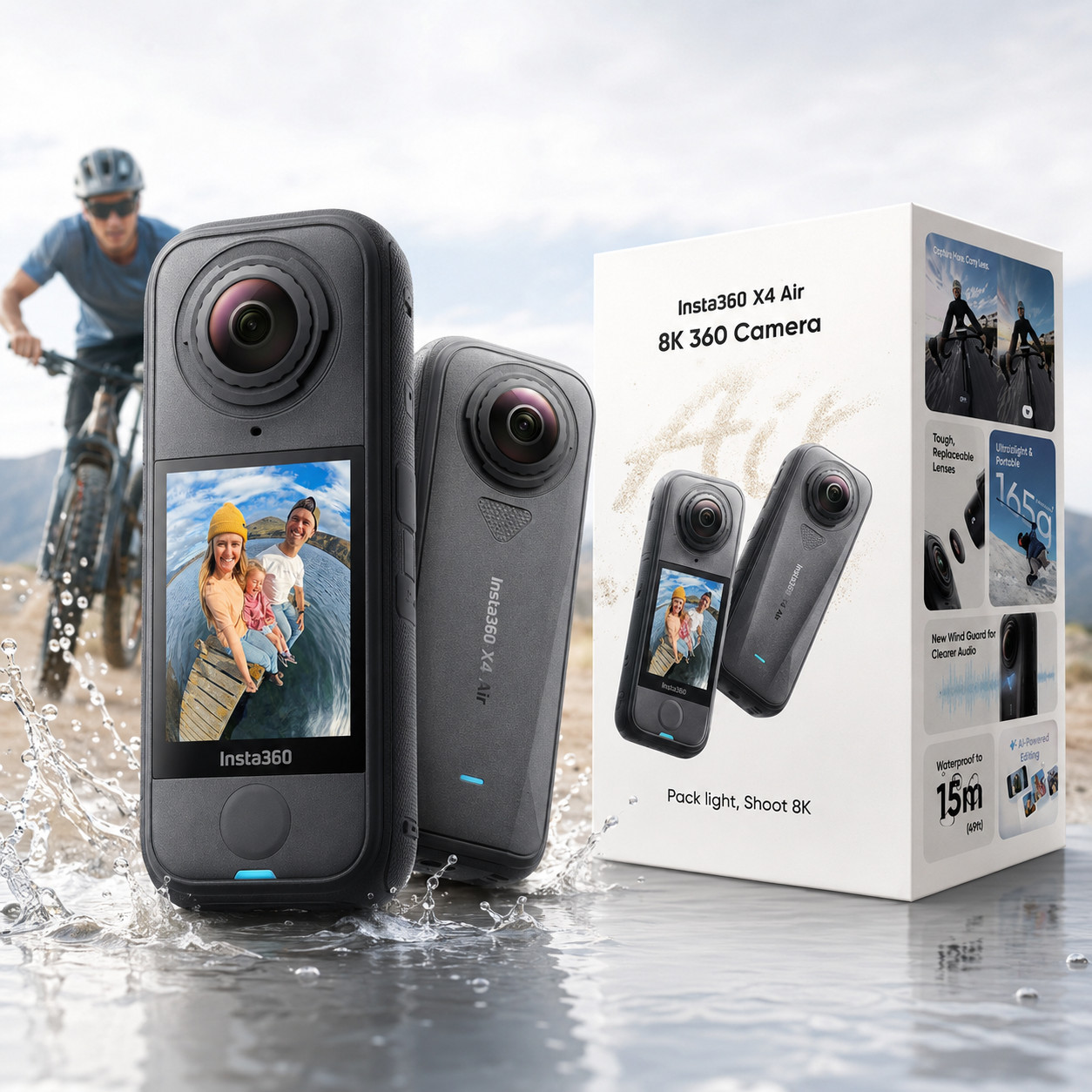Insta360 X4 Air Standard Bundle 8K 360 Action Camera Graphite Black Waterproof