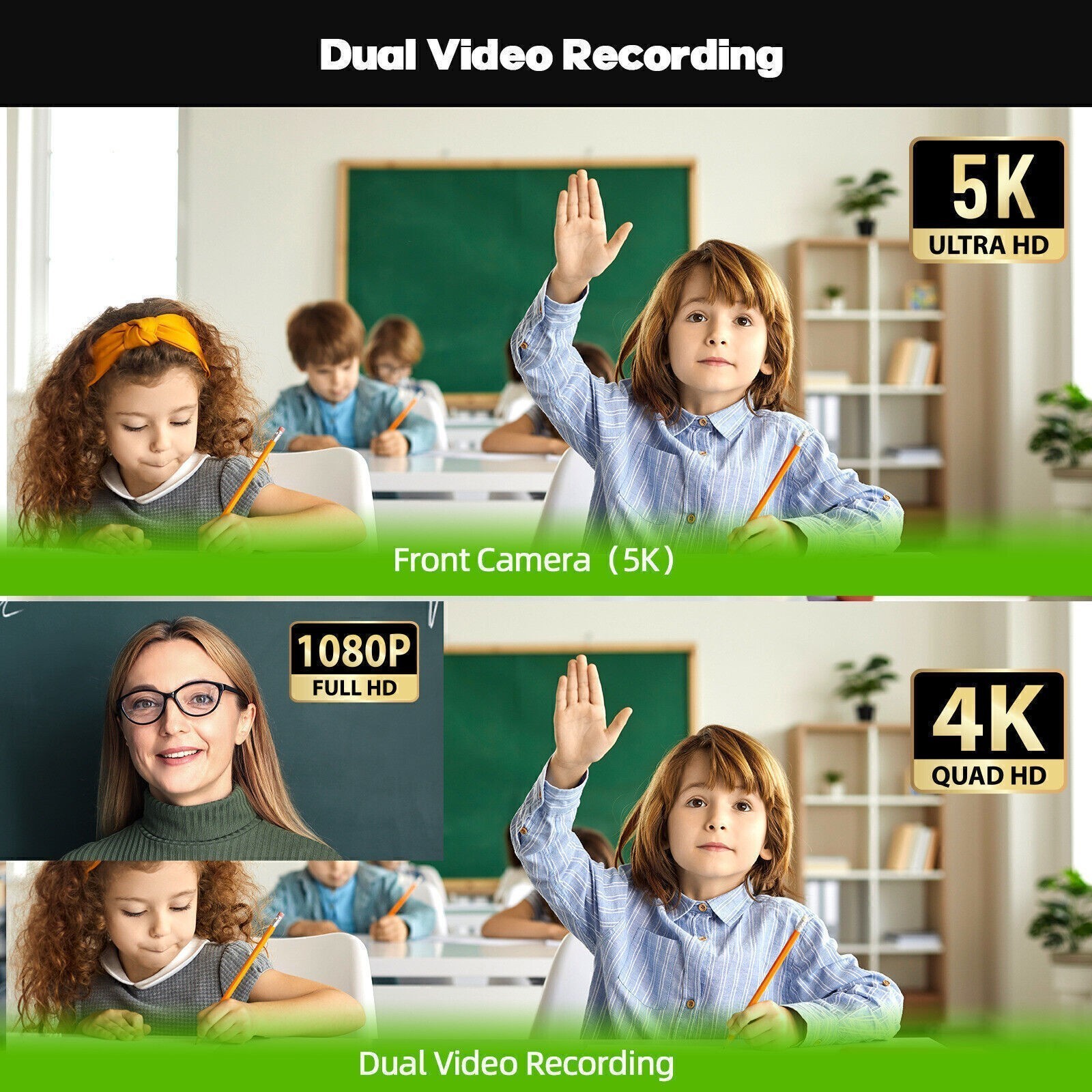 5K Camcorder Video Camera with Dual Lens WiFi IR Night Vision w/64GB,Mic,Tripod