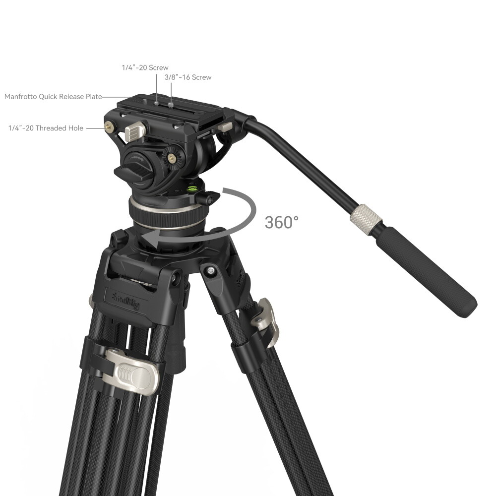SmallRig AD-100 78″ FreeBlazer Heavy-Duty Carbon Fiber Video Tripod Kit 3989