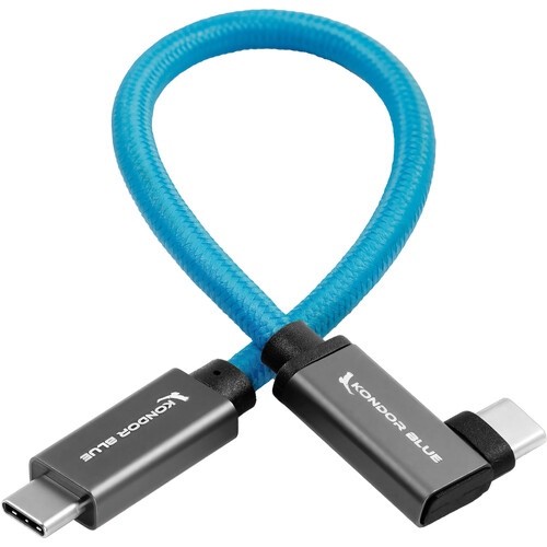 New Kondor Blue USB-C 3.2 Gen 2 Straight to Right-Angle Cable (8.5″, Blue) 38862