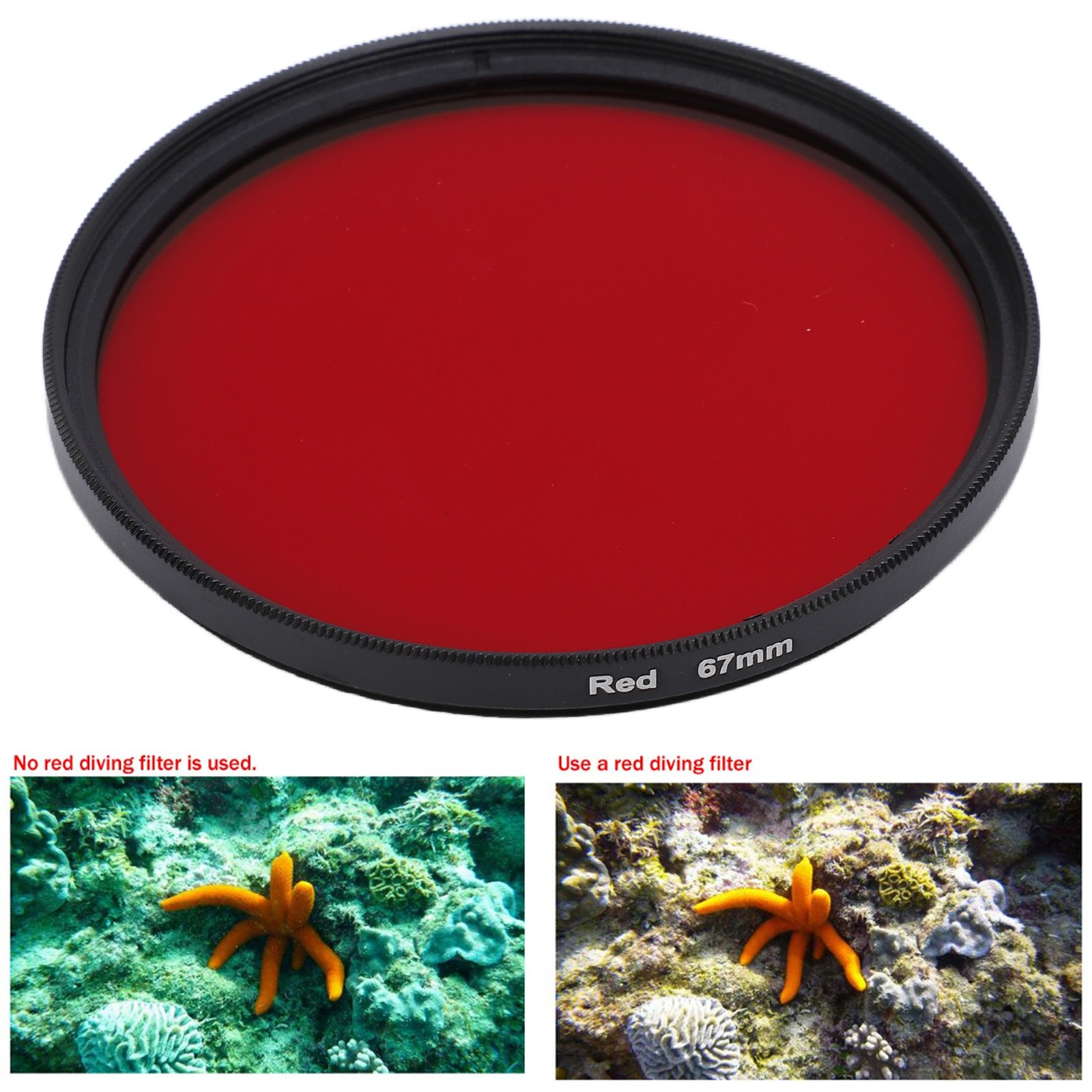 Threaded Camera Lens Filter Full Red Color Filter Optical Glass For