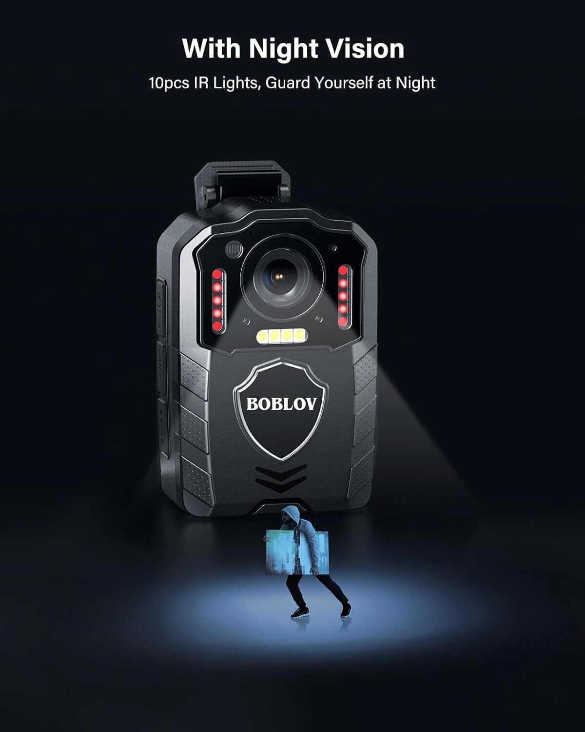BOBLOV Body Worn Cam Audio Video 1440P 256GB Body Camera Night Vision 3000mAh