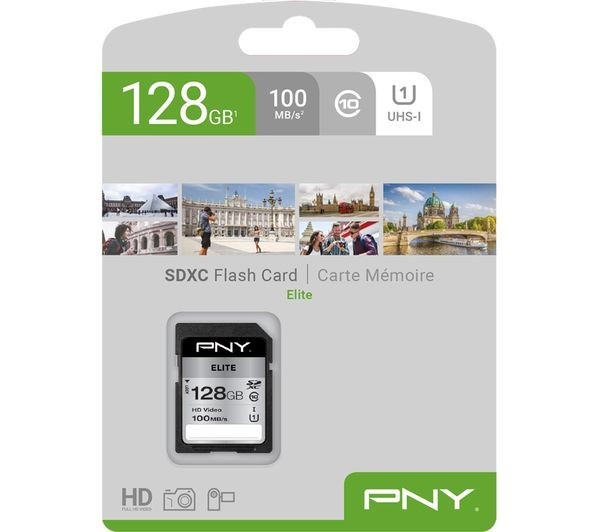 PNY 128 GB 100 MB/s UHS-I Elite SDXC Flash Card Full HD Video Sealed